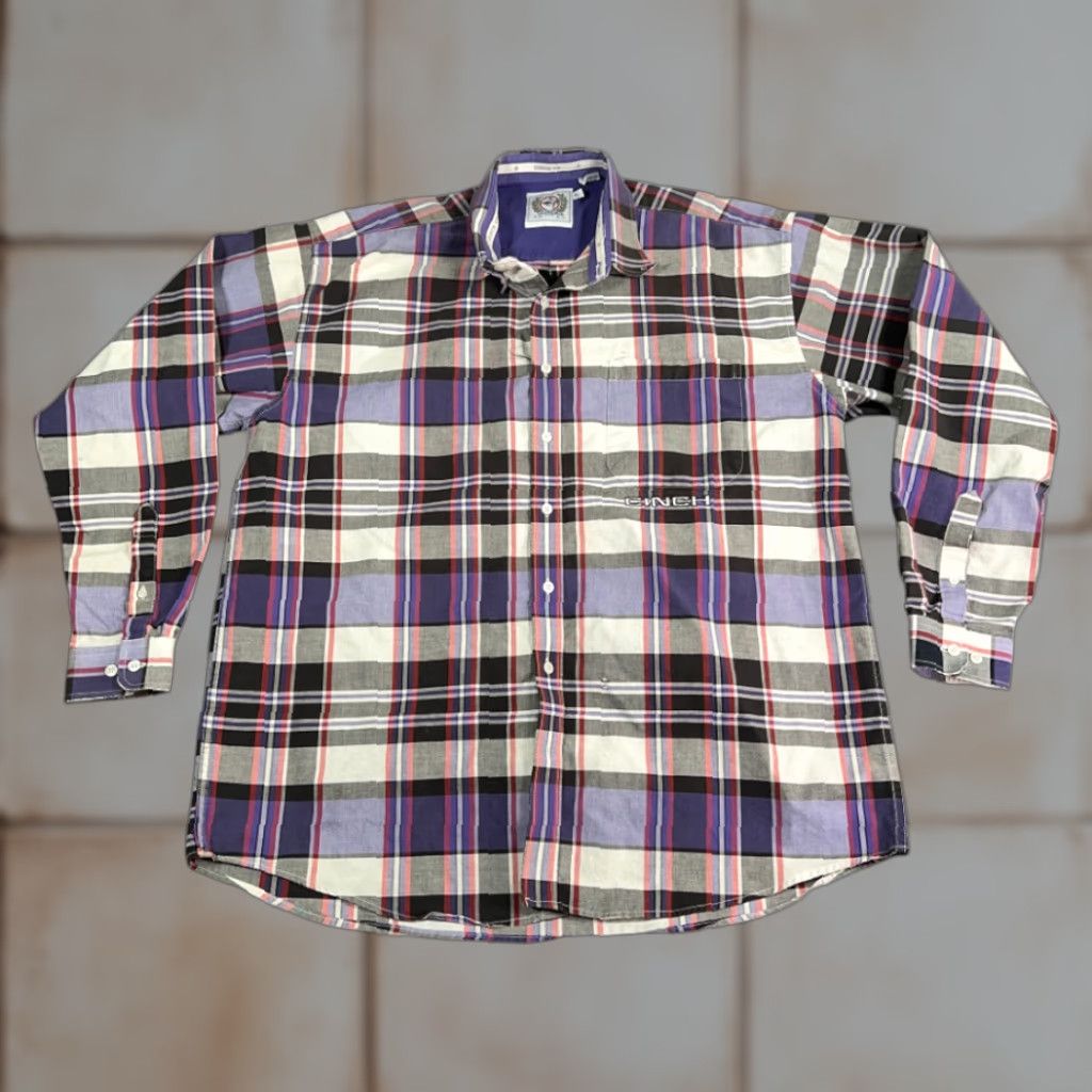 Vintage Cinch Western Shirt XL Adult Purple White Plaid Cowboy Work Shirt Size US XL / EU 56 / 4 - 1 Thumbnail
