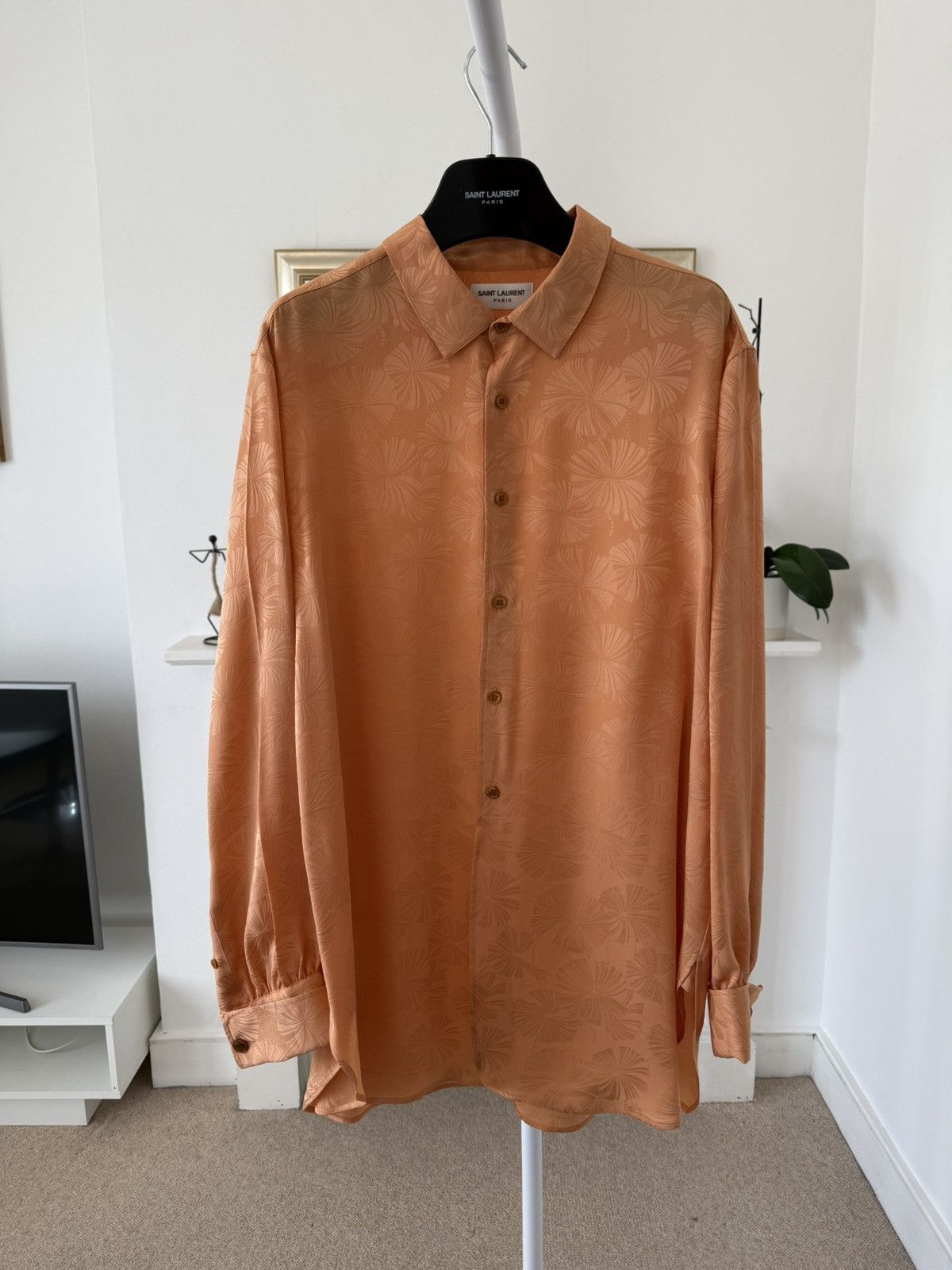 Saint Laurent Paris SS21 Saint Laurent Floral Hibiscus Silk Shirt Size US M / EU 48-50 / 2 - 3 Thumbnail