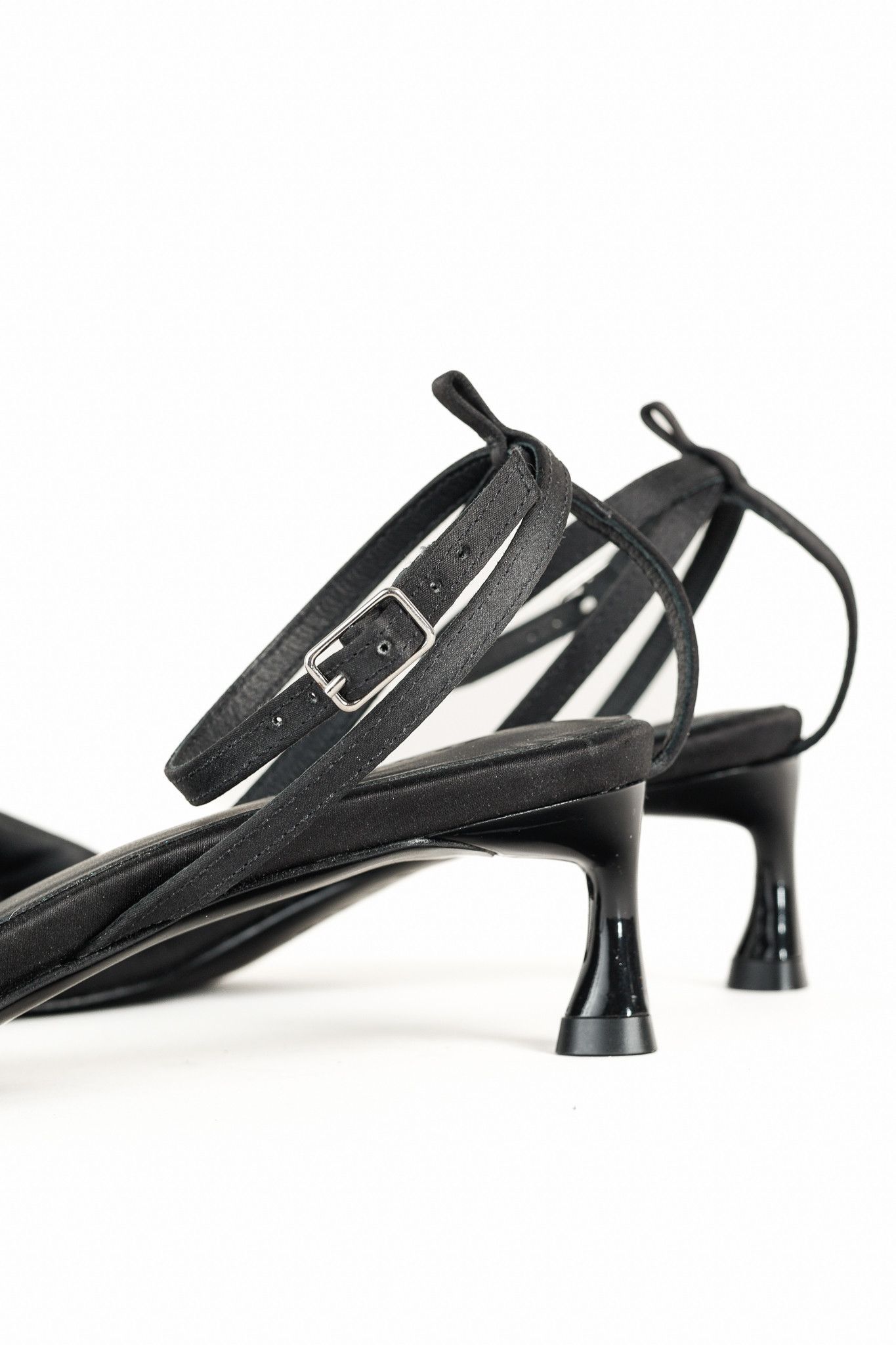 Tibi Tibi Satin Cameron Black Padded Buckled Sandals Size US 8 / IT 38 - 8 Thumbnail