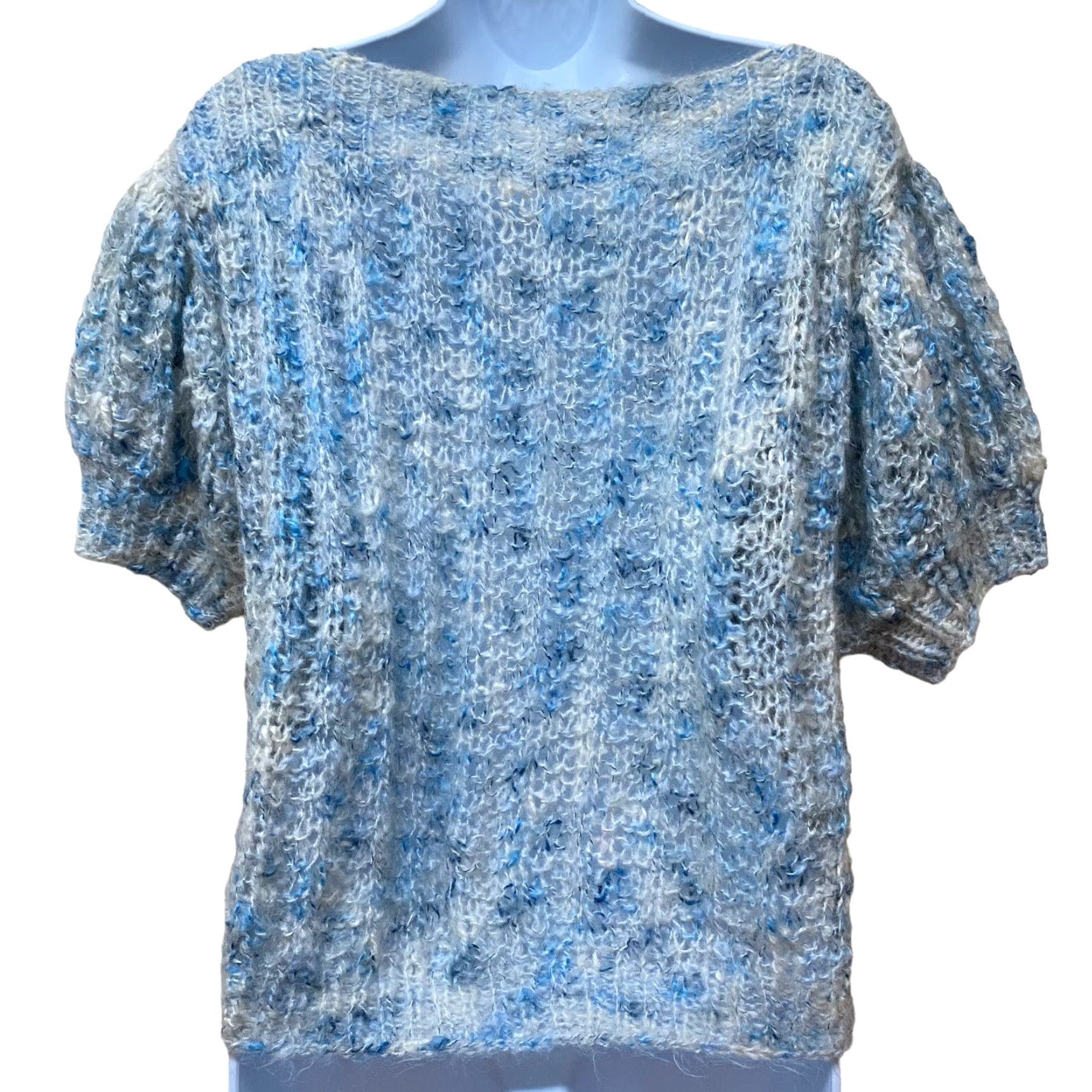 Vintage Vintage Handmade Knit Crochet Sweater Blue Ethnic Puff Sleeve Casual M/L Womens Size M / US 6-8 / IT 42-44 - 2 Thumbnail