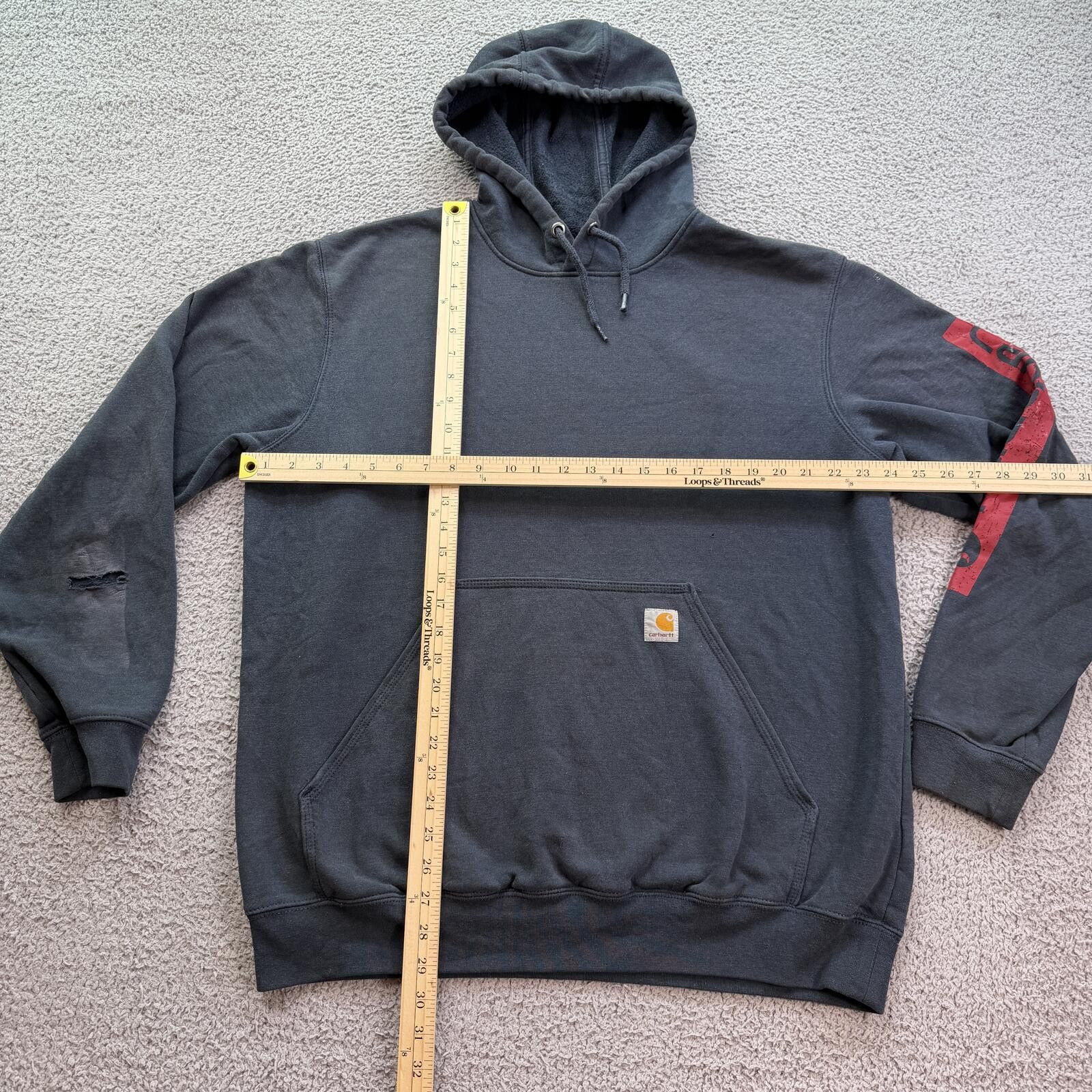 Carhartt Carhartt Faded Blue Hoodie Mens Distressed Workwear Grunge Size US L / EU 52-54 / 3 - 3 Thumbnail