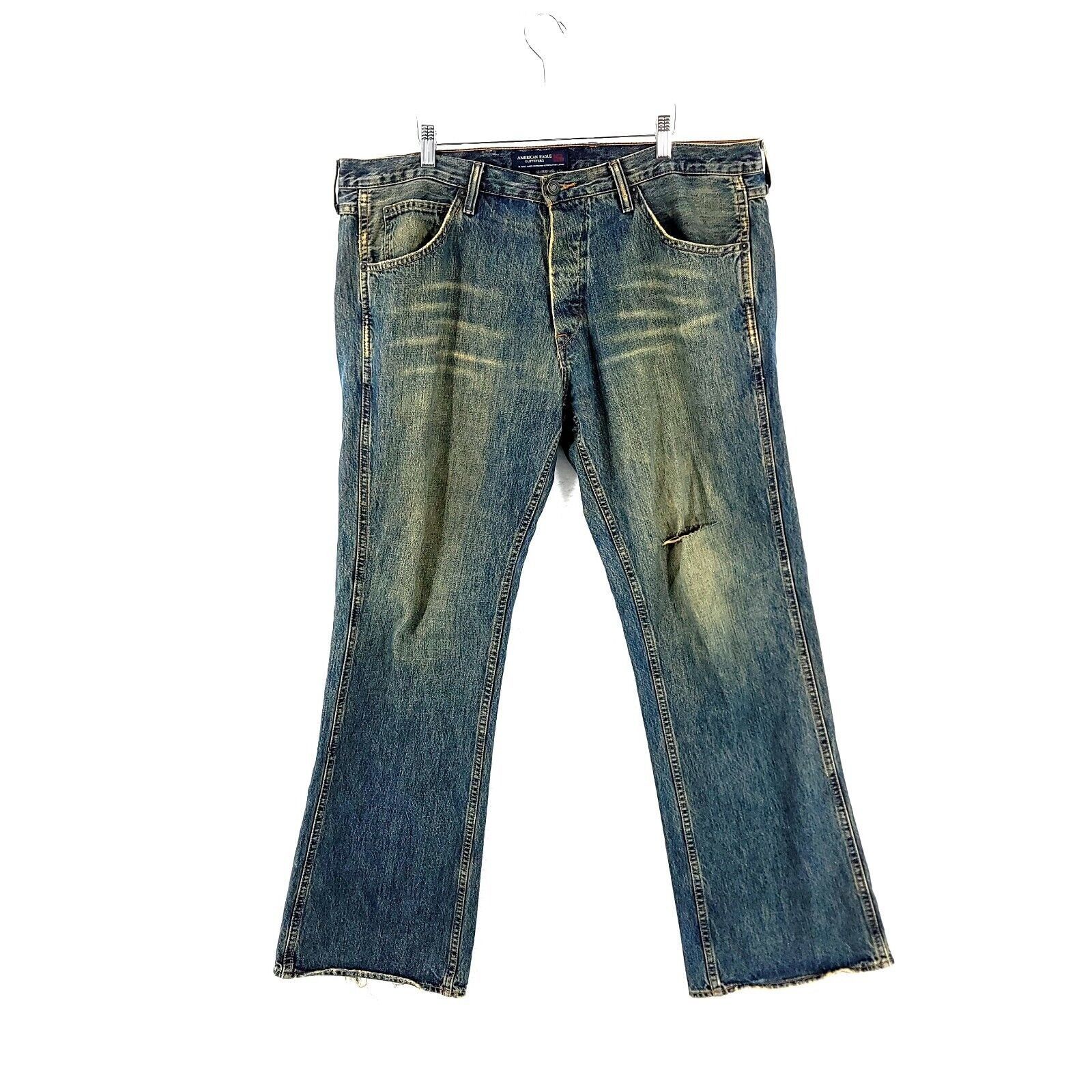 American Eagle Outfitters American Eagle Distressed Blue Brown Whiskering Stone Wash D Size US 40 / EU 56 - 1 Thumbnail