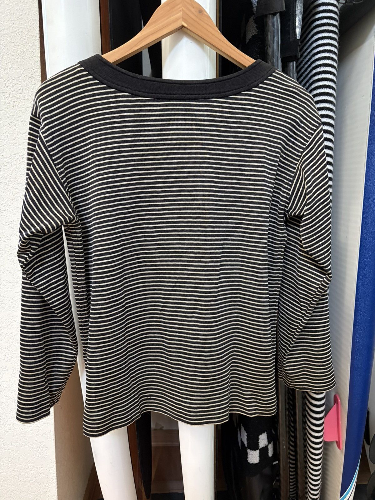 Yves Saint Laurent YSL Rive Gauche - Bold Neck Striped Knit Long Sleeve T Shirt Size US S / EU 44-46 / 1 - 5 Thumbnail