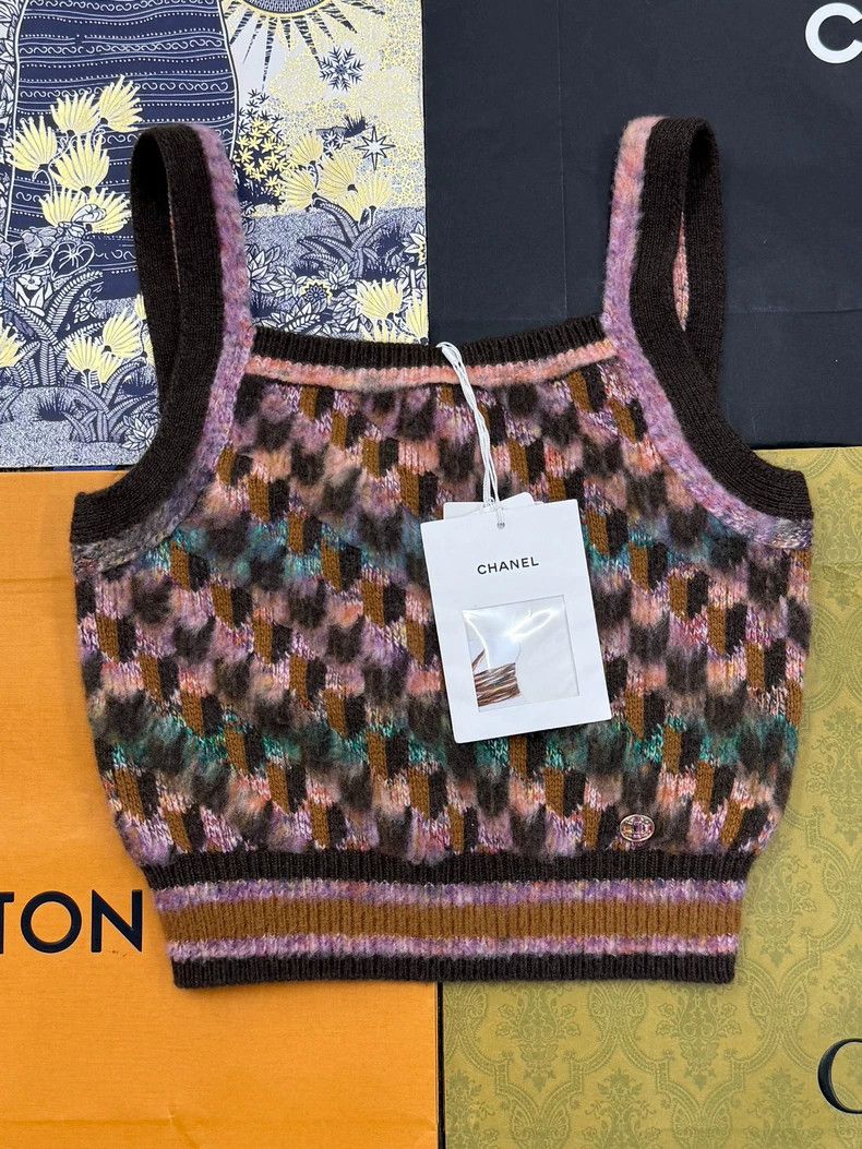 Chanel Chanel Colorful Houndstooth Knit Tank Size US M / EU 48-50 / 2 - 1 Thumbnail