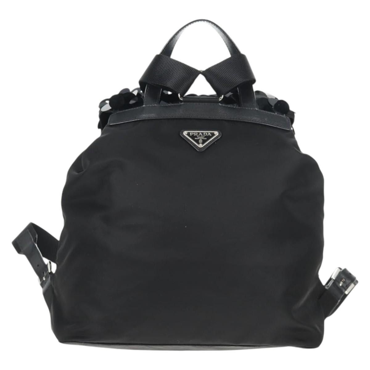 Prada PRADA Sequin Backpack Nylon Black Silver Size ONE SIZE - 2 Thumbnail