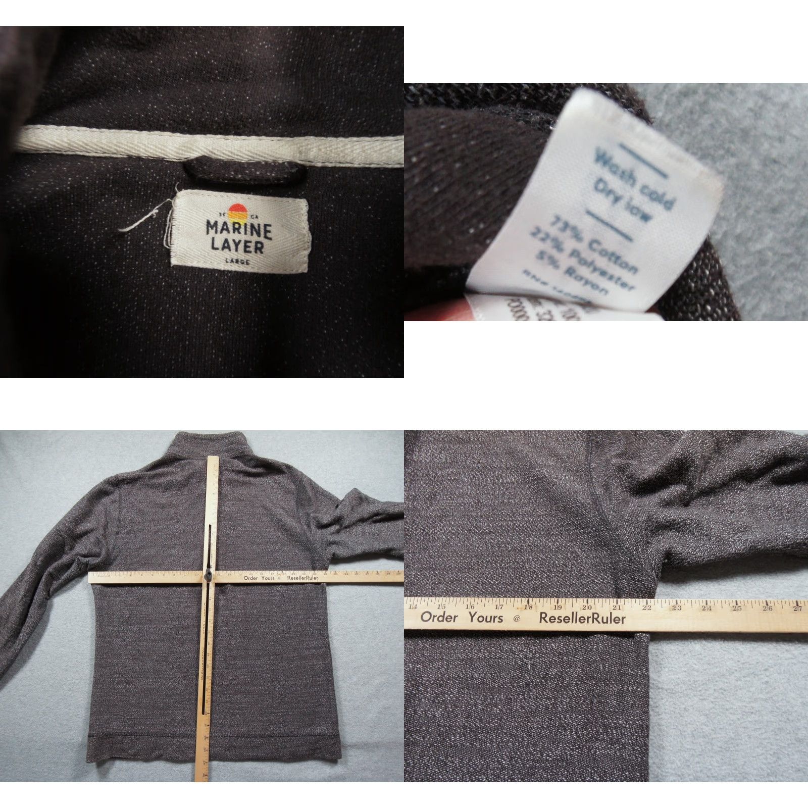 Marine Layer Marine Layer Mens Large Gray Henley Pullover Mock Neck Sweater Casual Shirt? Size US L / EU 52-54 / 3 - 8 Thumbnail