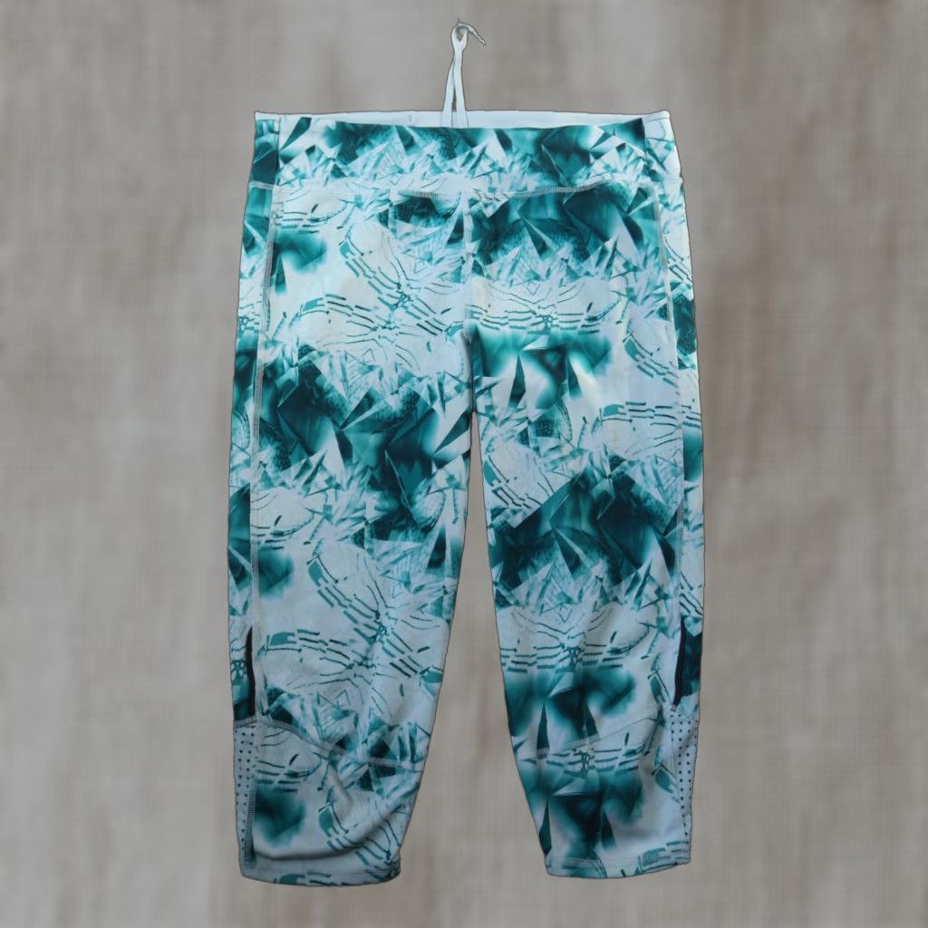 Adidas Adidas Capri Pants Women's L Large Green Blue 3/4 Performance Activewear Shorts Size 36" / US 14 / IT 50 - 1 Thumbnail