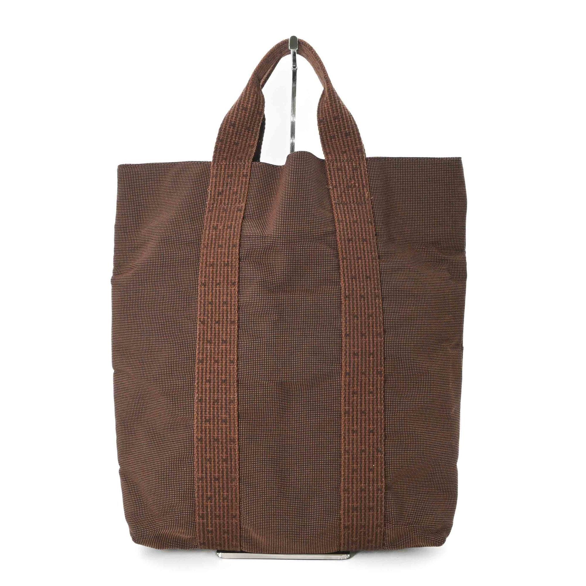 HERMES Airline Cabas Tote Bag Brown Canvas