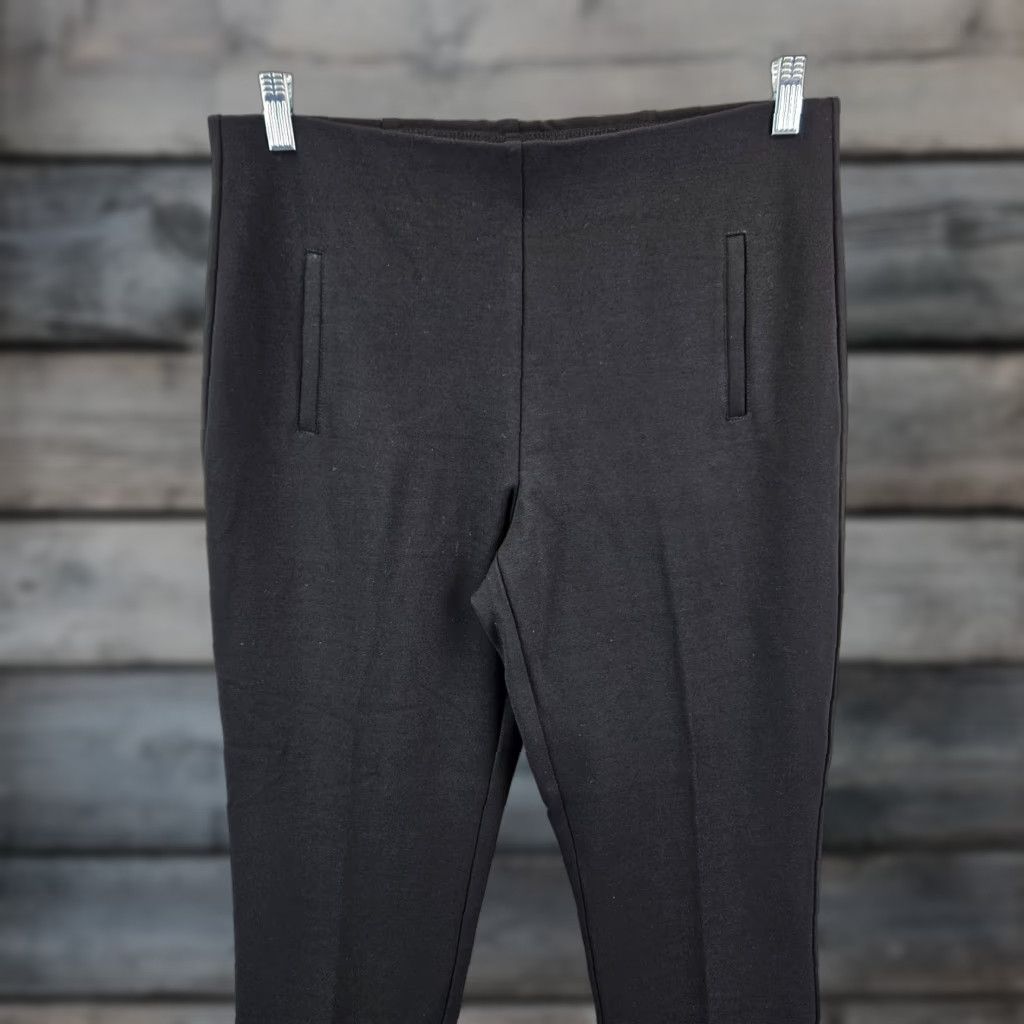 Vintage Chico's Womens Ponte Knit Ankle Pants Sz 10 Black High Rise Pull On Regular Inseam 27.5in Shirt Size 32" / US 10 / IT 46 - 1 Thumbnail