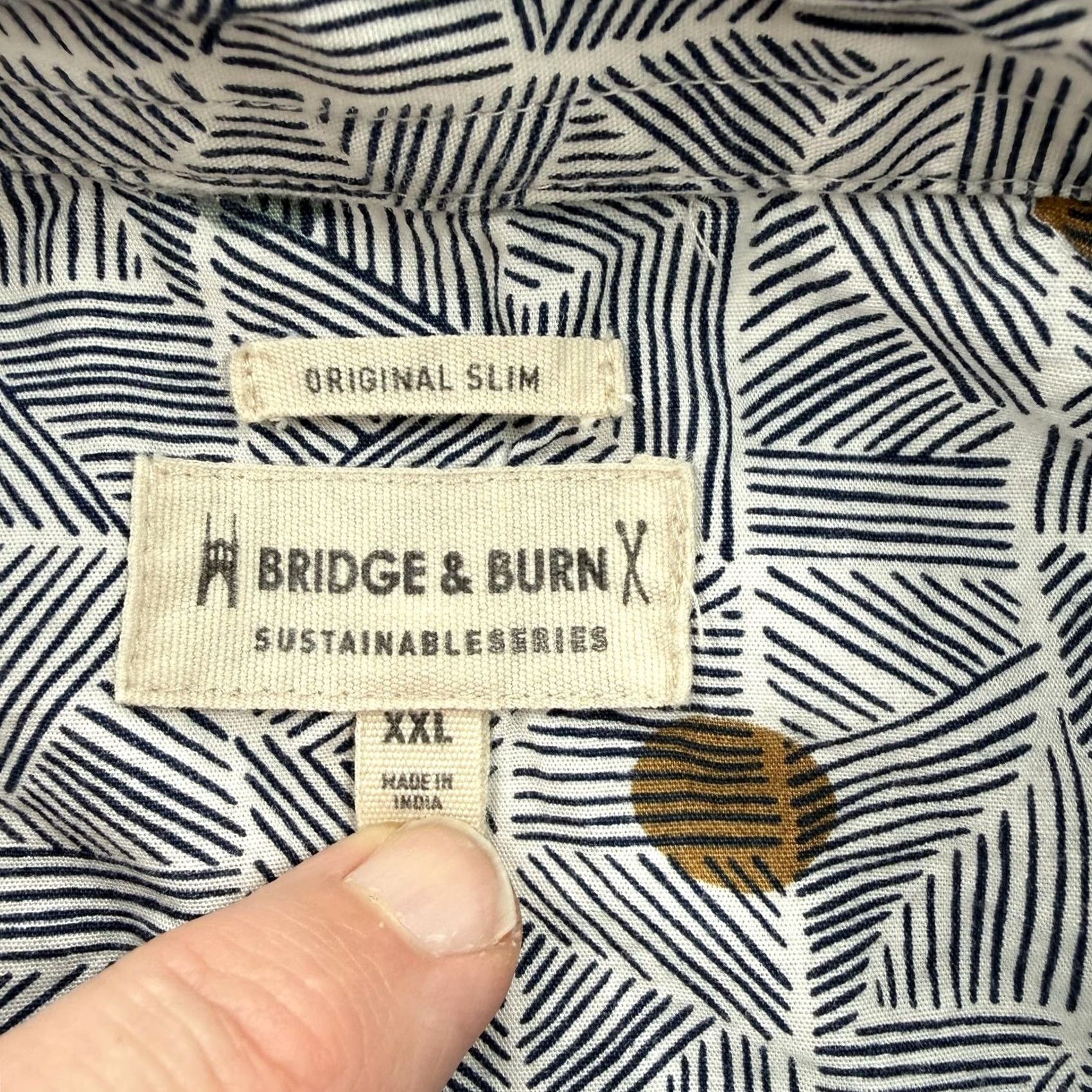 Vintage Bridge & Burn Shirt Mens 2XL Geometric Organic Cotton Short Sleeve Button Up Size US XXL / EU 58 / 5 - 3 Thumbnail