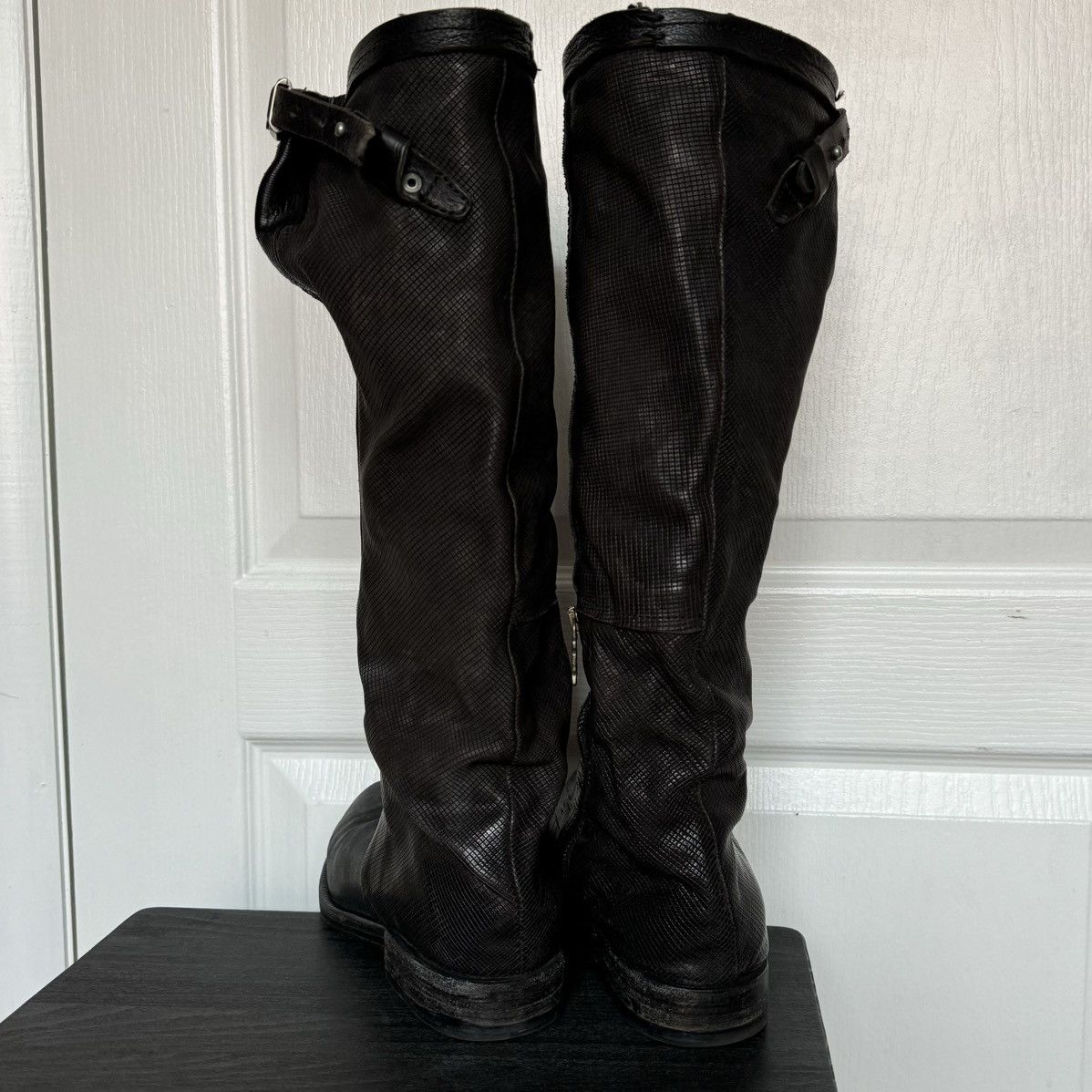A.S.98 A.S.98 Black Leather Knee High Biker Boots Womens Zip Buckle Size US 7.5 / IT 37.5 - 5 Thumbnail