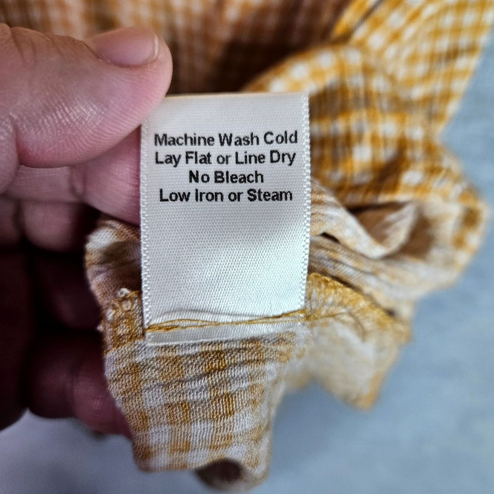 Vintage LA Relaxed Womens Dress Gingham Yellow Viscose Short Sleeve Button Front A-Line Casual Above the Knee Adult Small Size S / US 4 / IT 40 - 5 Thumbnail
