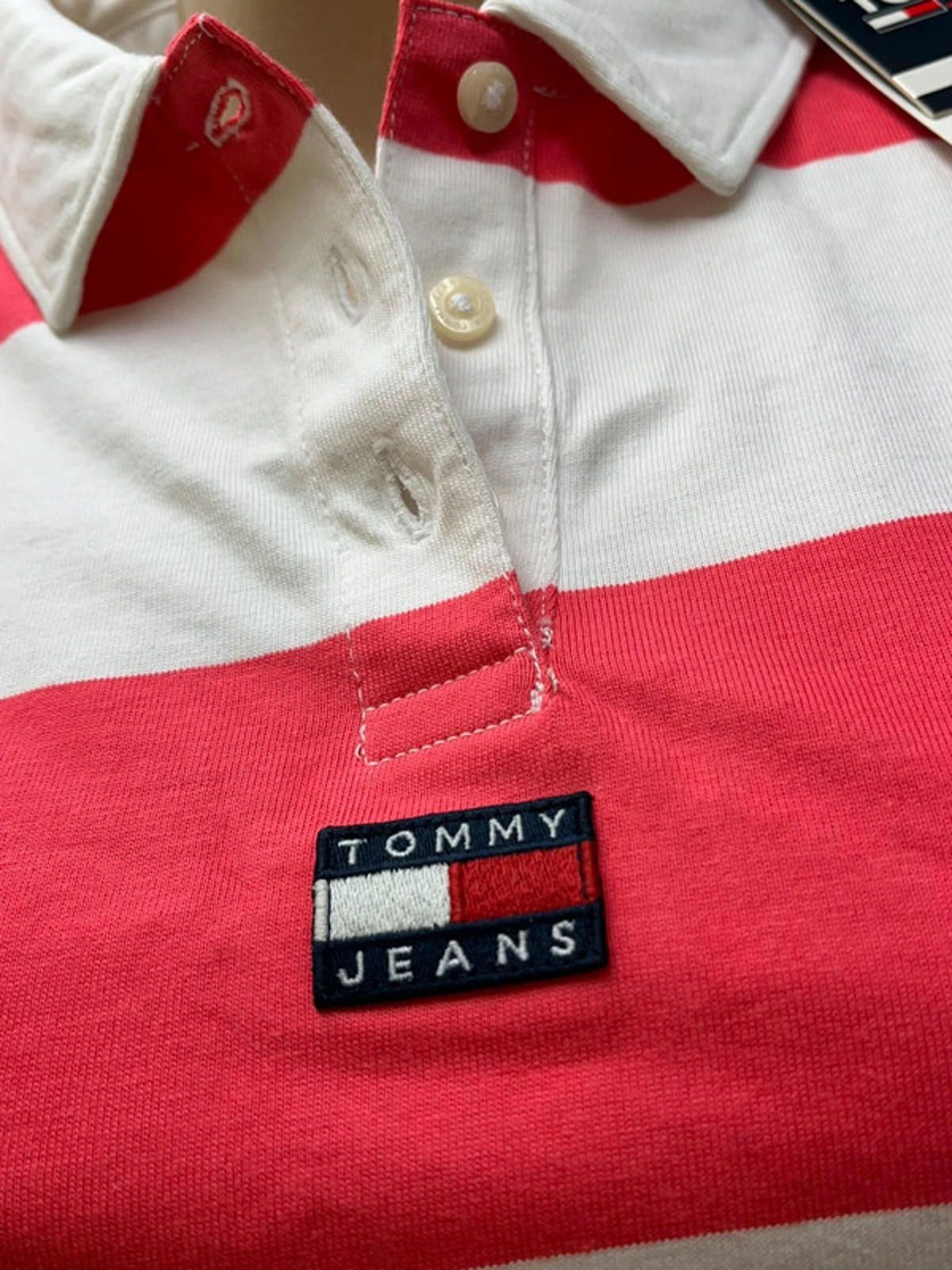 Tommy Jeans TOMMY jeans logo striped polo neck Shirt NEW With Tags Size XS / US 0-2 / IT 36-38 - 2 Thumbnail