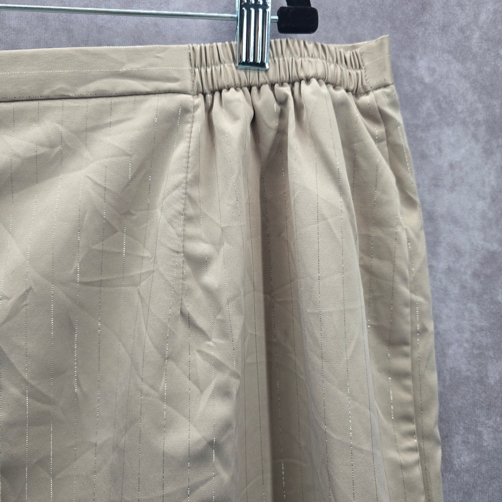 Other Tan Silver Stripe Pencil Zip Slit Stretch Skirt Plus 24W Size 24" / US 00 / IT 34 - 4 Thumbnail