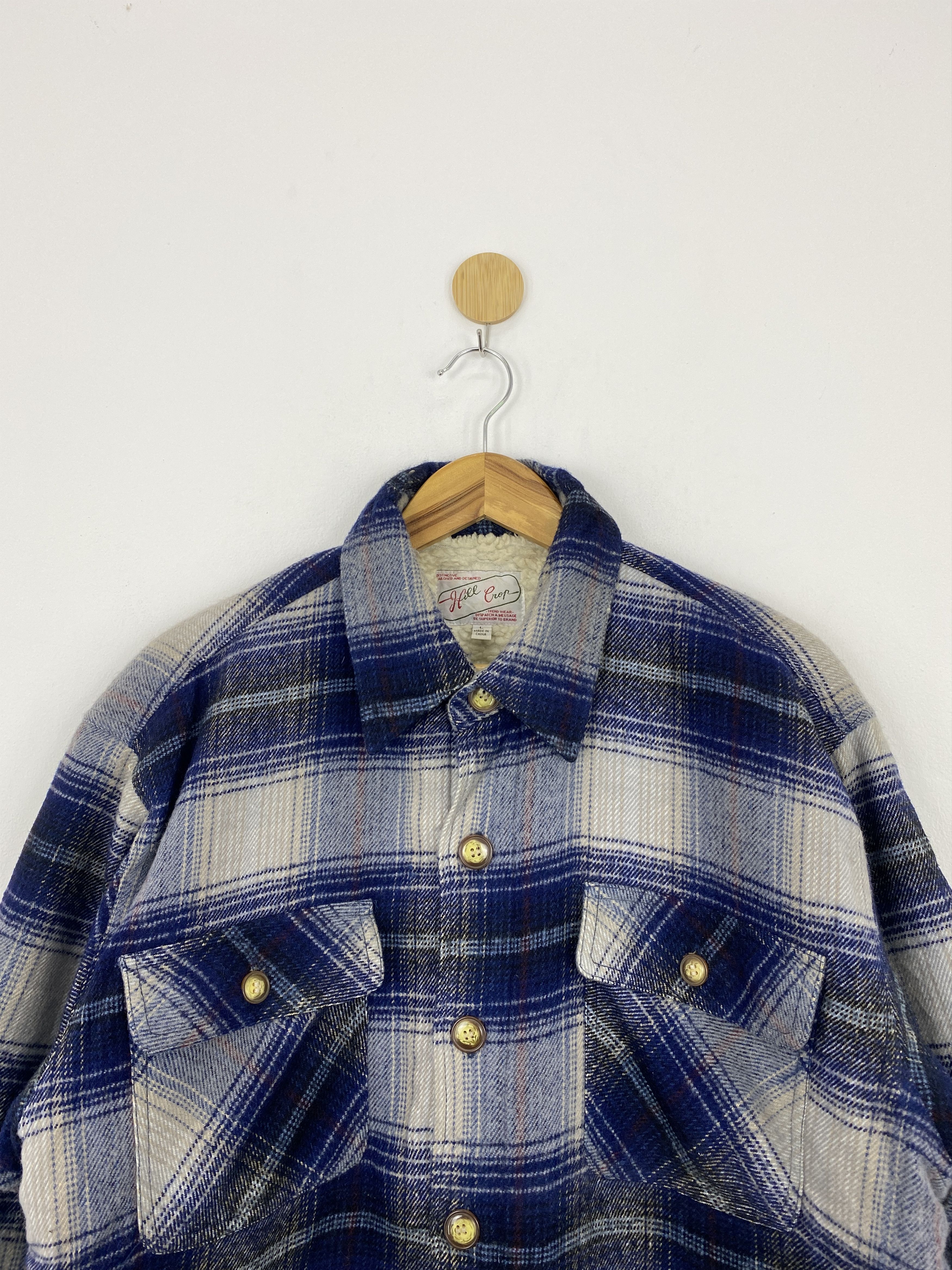 Vintage Vintage 80s Hill Crop Shadow Plaid Fleece Flannel J1845 Size US L / EU 52-54 / 3 - 2 Thumbnail