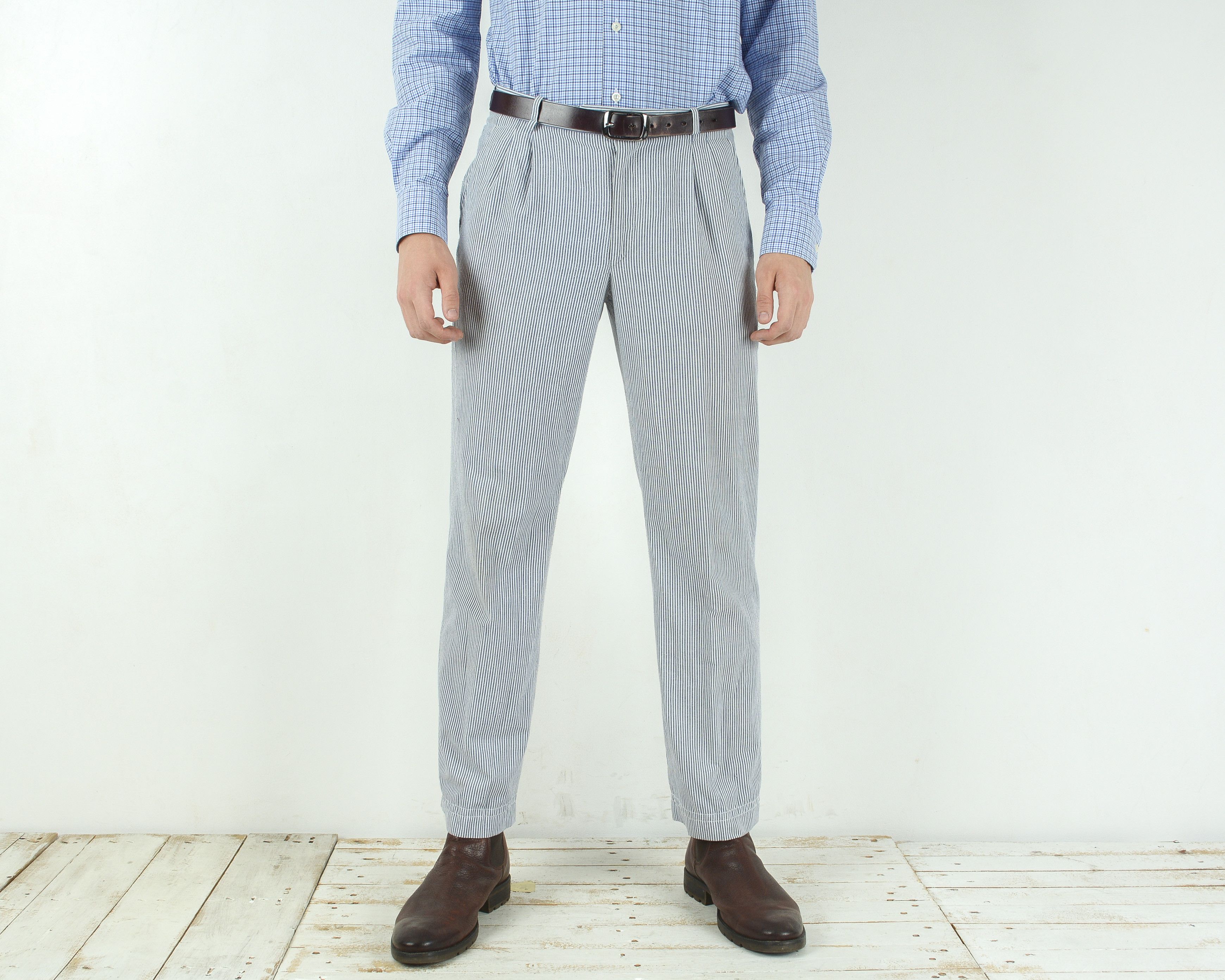Designer × Other × Vintage Andre Francois W32 L32 Formal Striped Pants Trousers EU 48 Size 48R - 1 Thumbnail