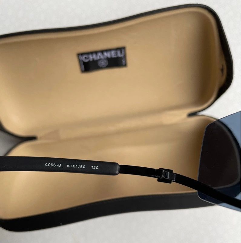 Chanel CHANEL SUNGLASSES 4066 LOGO Black Wrap Metal Vintage Iconic Size ONE SIZE - 8 Thumbnail