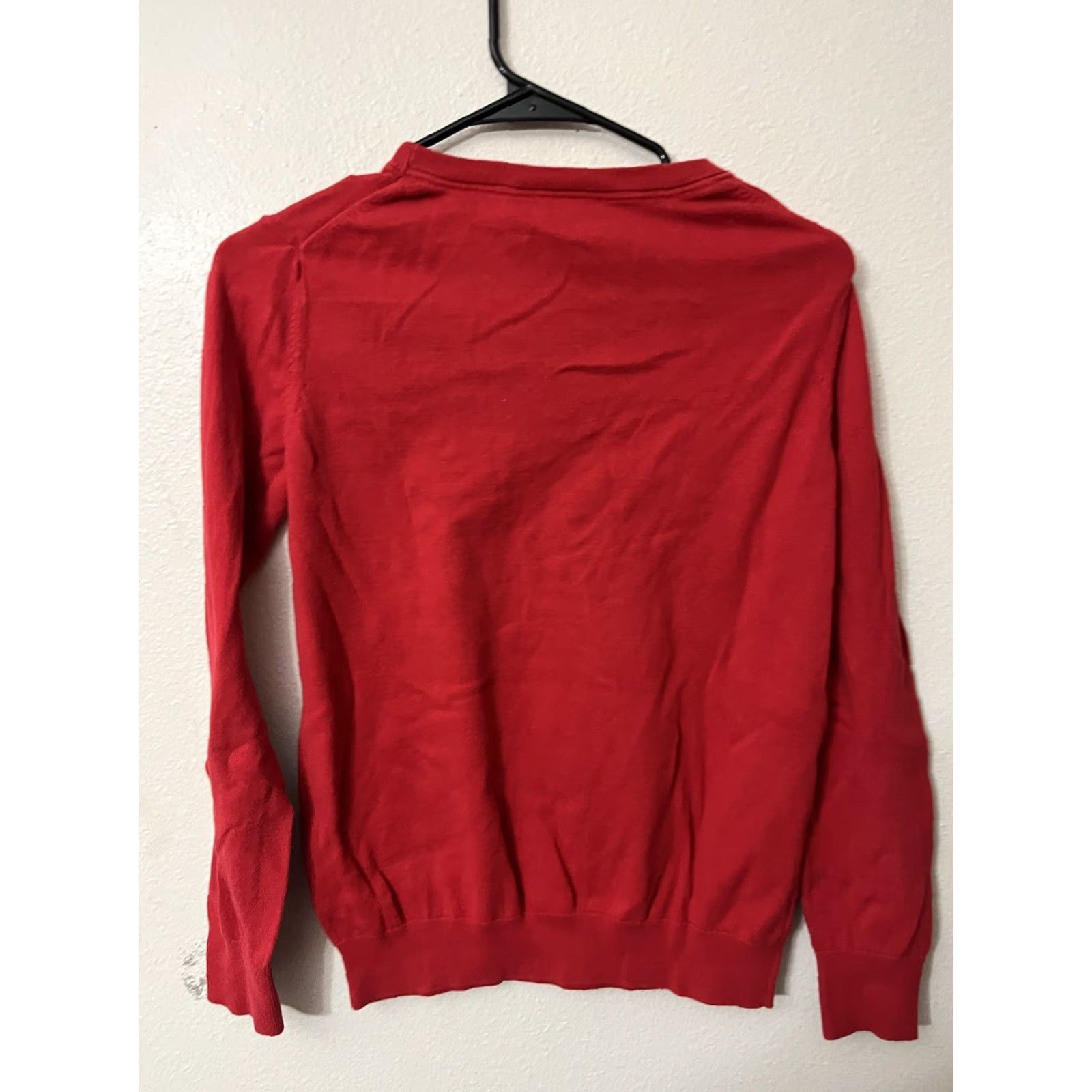 Gap Gap Sweatshirt Small Red Solid Crew Neck Pullover Women Activewear Knit Cotton Blend S - Regular Fit Size S / US 4 / IT 40 - 2 Thumbnail