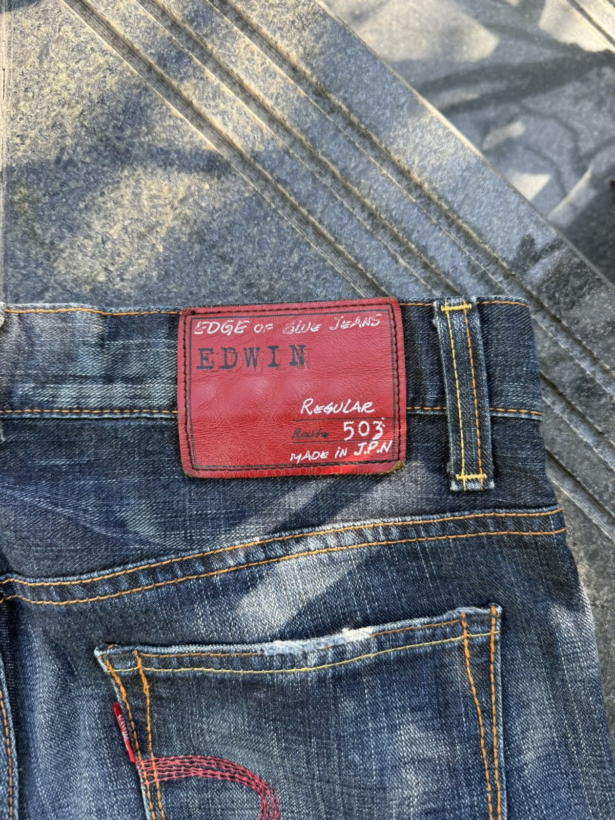 Edwin × Vintage 90’s EDWIN 503 JAPANESE BRAND POCKET LOGORETRO SALVEGE DENIM Size US 32 / EU 48 - 9 Thumbnail