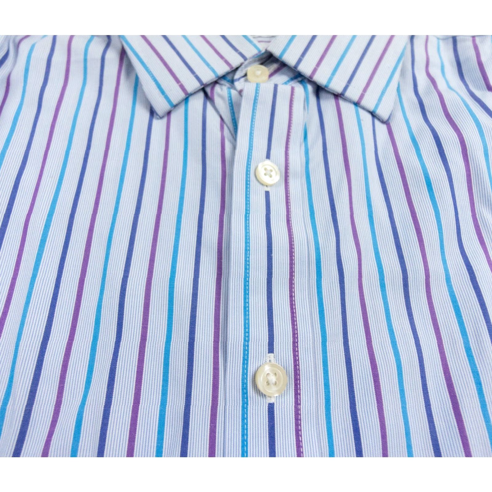 Charles Tyrwhitt Charles Tyrwhitt Shirt Mens 17 / 35 Blue Button Up Striped Non Iron Slim Fit Size US XL / EU 56 / 4 - 4 Thumbnail