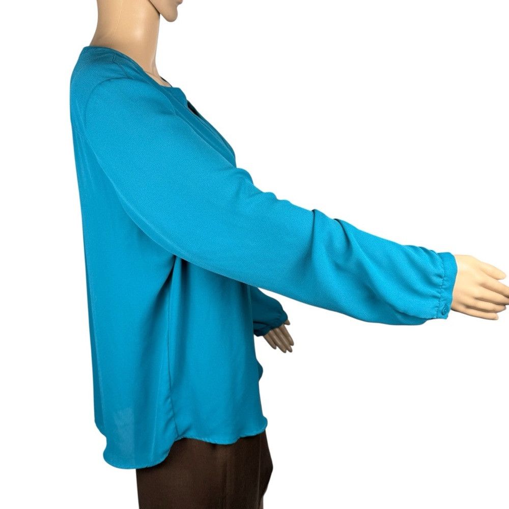 Adrianna Papell NWT New $89 Adrianna Papell Teal Long Sleeve Blouse Size L Size L / US 10 / IT 46 - 3 Thumbnail