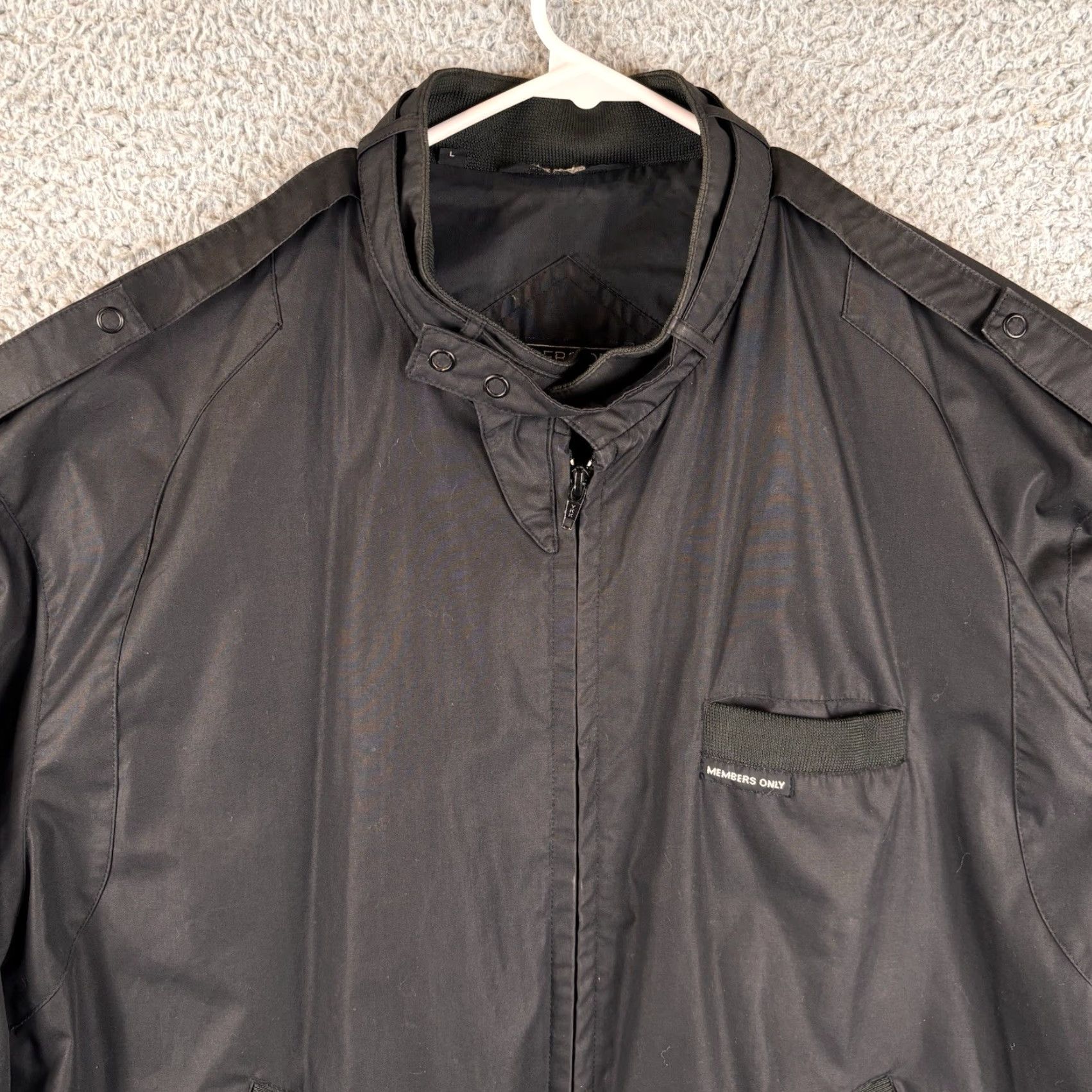 Members Only VINTAGE Members Only Bomber Jacket L Black Racer Coat Zip Snap Button Full Zip Logo 90s Mens Size US L / EU 52-54 / 3 - 2 Thumbnail