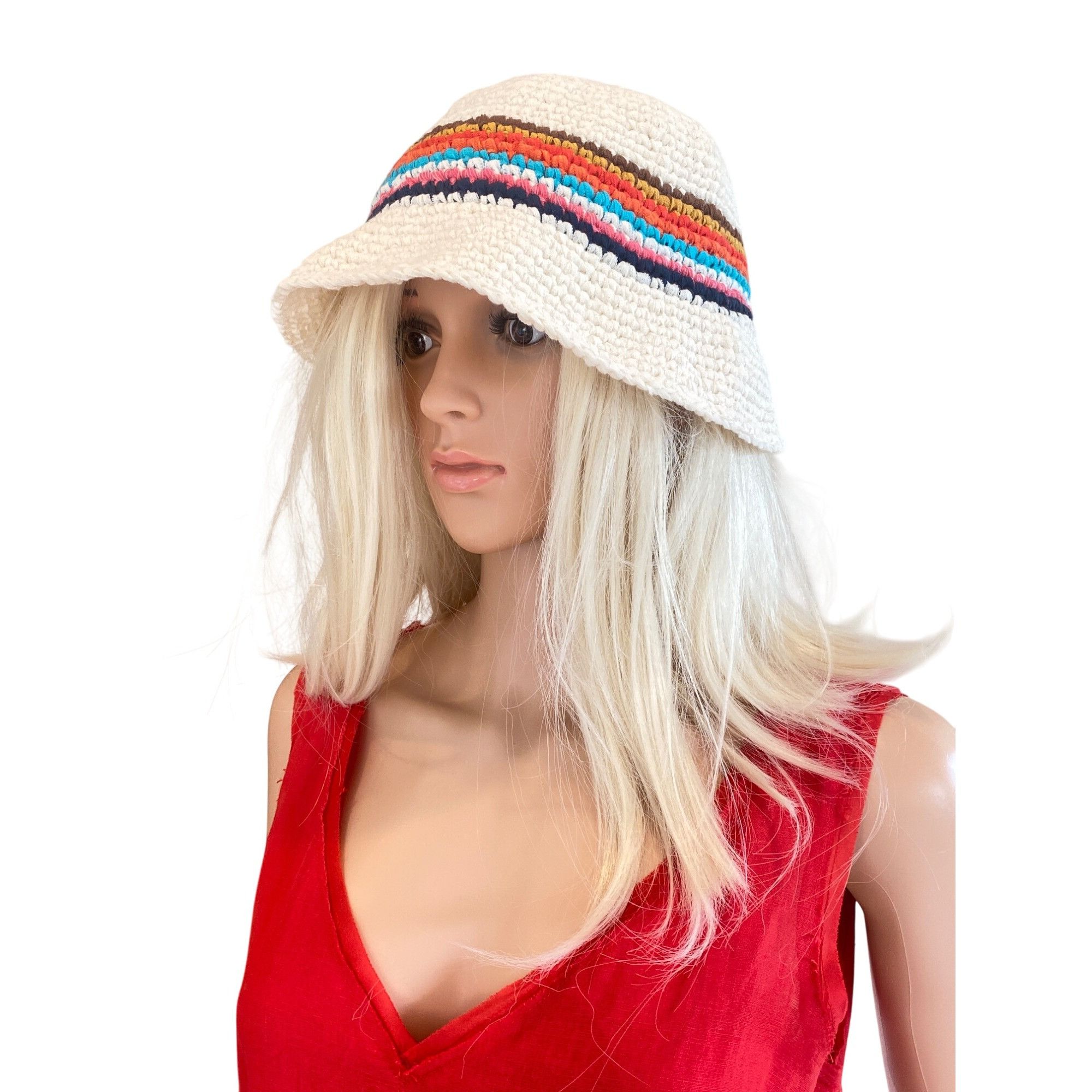 Marine Layer NWT Marine Layer Crochet Bucket Hat in Multi Stripe MSRP$75 Size ONE SIZE - 13 Thumbnail