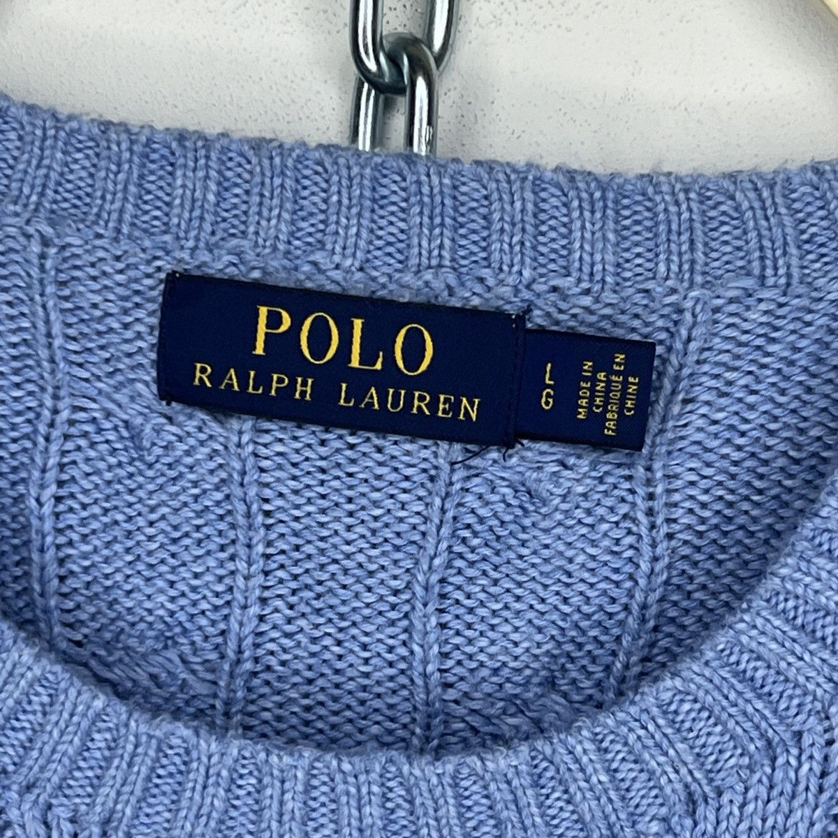Polo Ralph Lauren × Ralph Lauren Polo Ralph Lauren Sweater Jumper Cable Knitwear Baby Blue Size US L / EU 52-54 / 3 - 6 Thumbnail