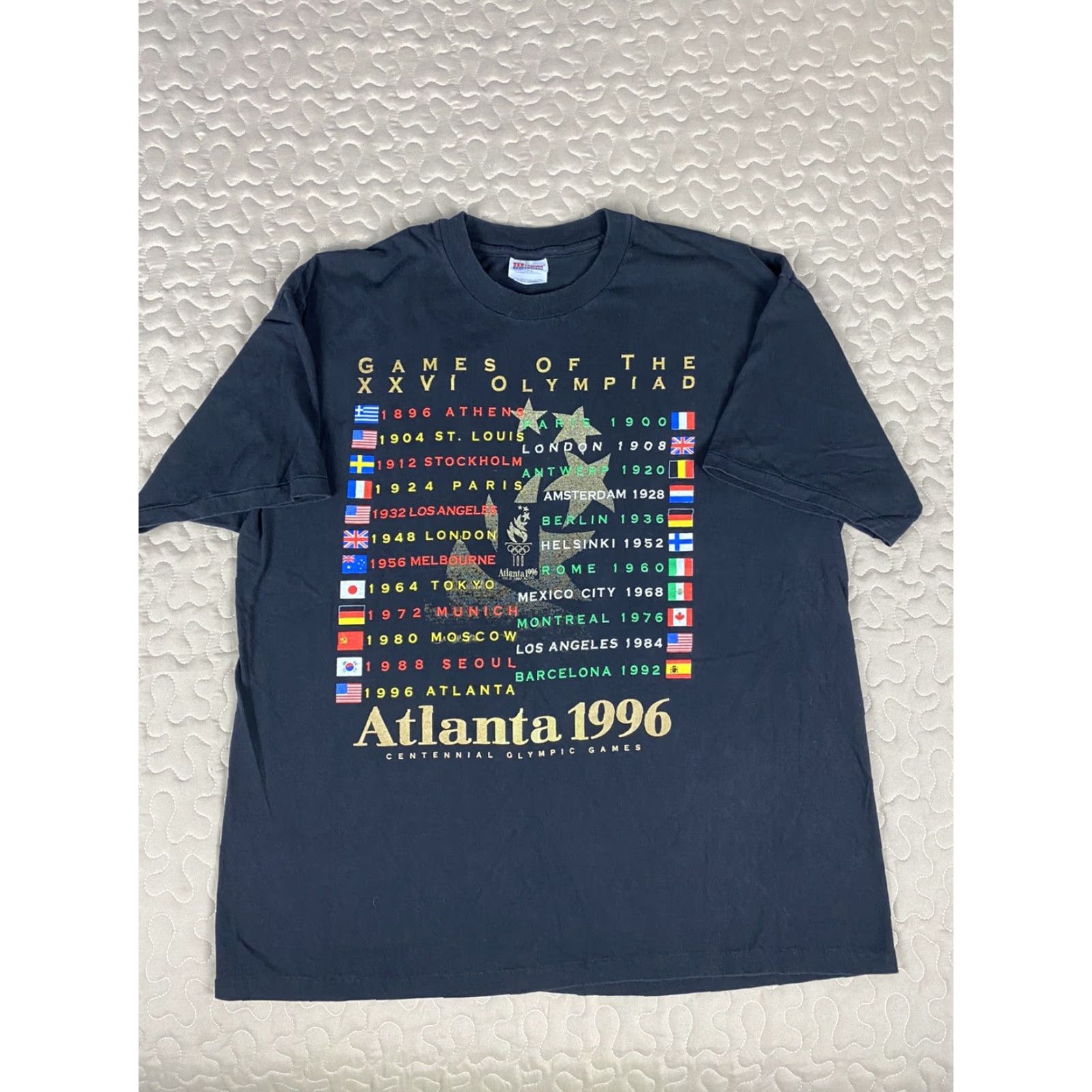 Hanes VINTAGE Atlanta 1996 Olympic Games Hanes Single Stitch Graphic Tee T Shirt Mens XL Black Size US XL / EU 56 / 4 - 2 Thumbnail
