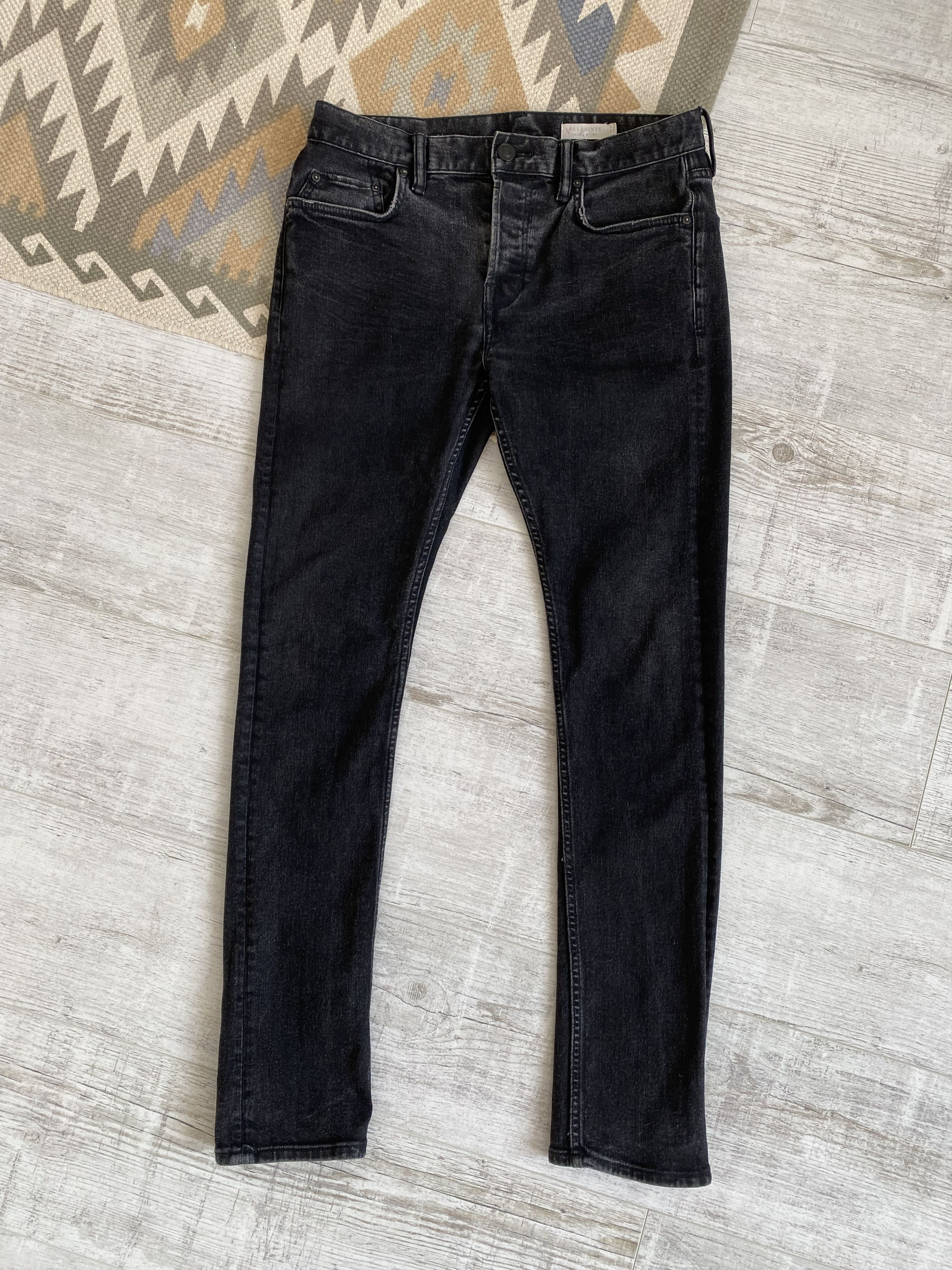 Allsaints Allsaints Cotton Black Washed Slim Denim Jeans Pants Size US 31 - 2 Thumbnail