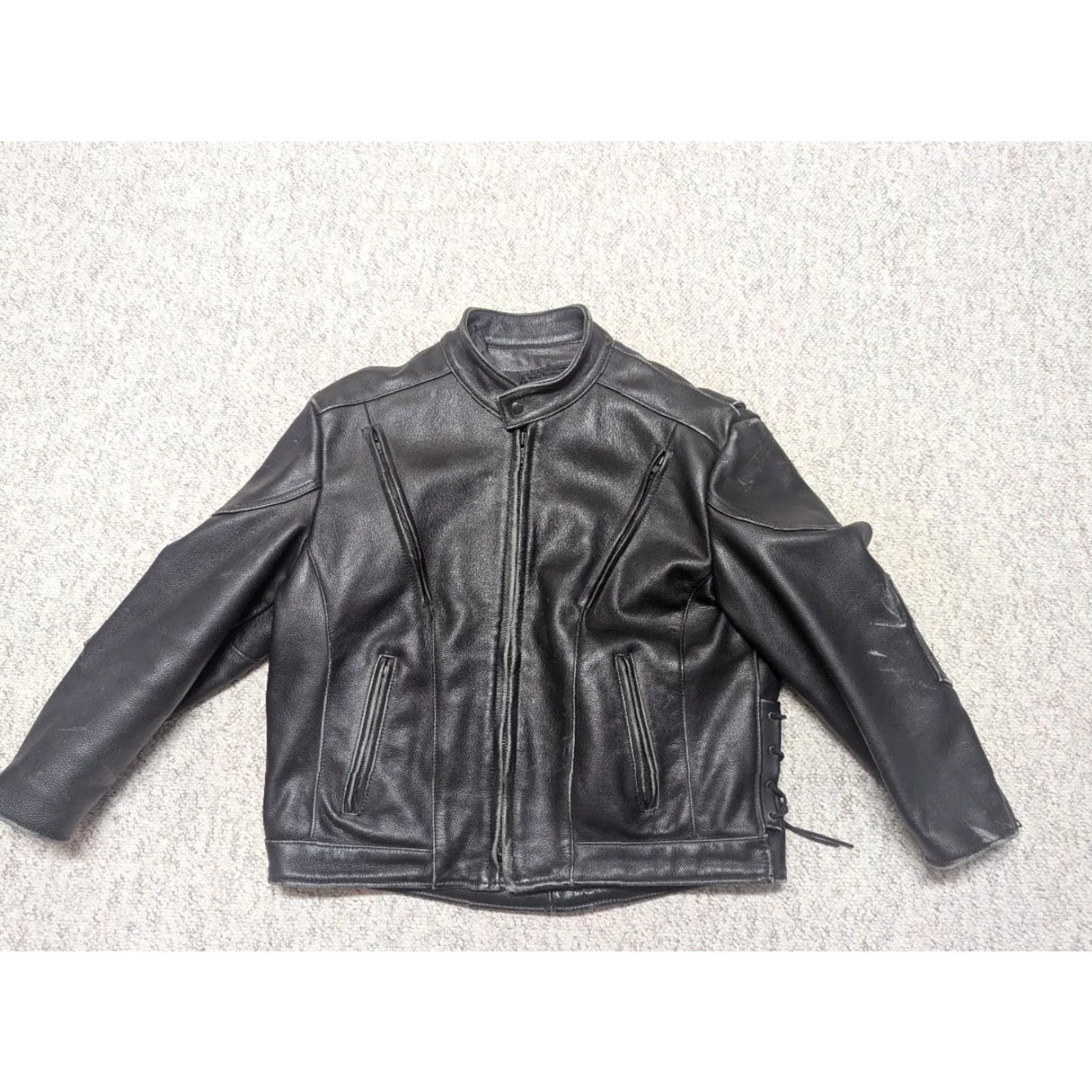 Vintage VINTAGE Victor's USA Leather Motorcycle Jacket XL 48 Black Men 1990s Caf Racer Venting 80s 90s Size US XL / EU 56 / 4 - 5 Thumbnail