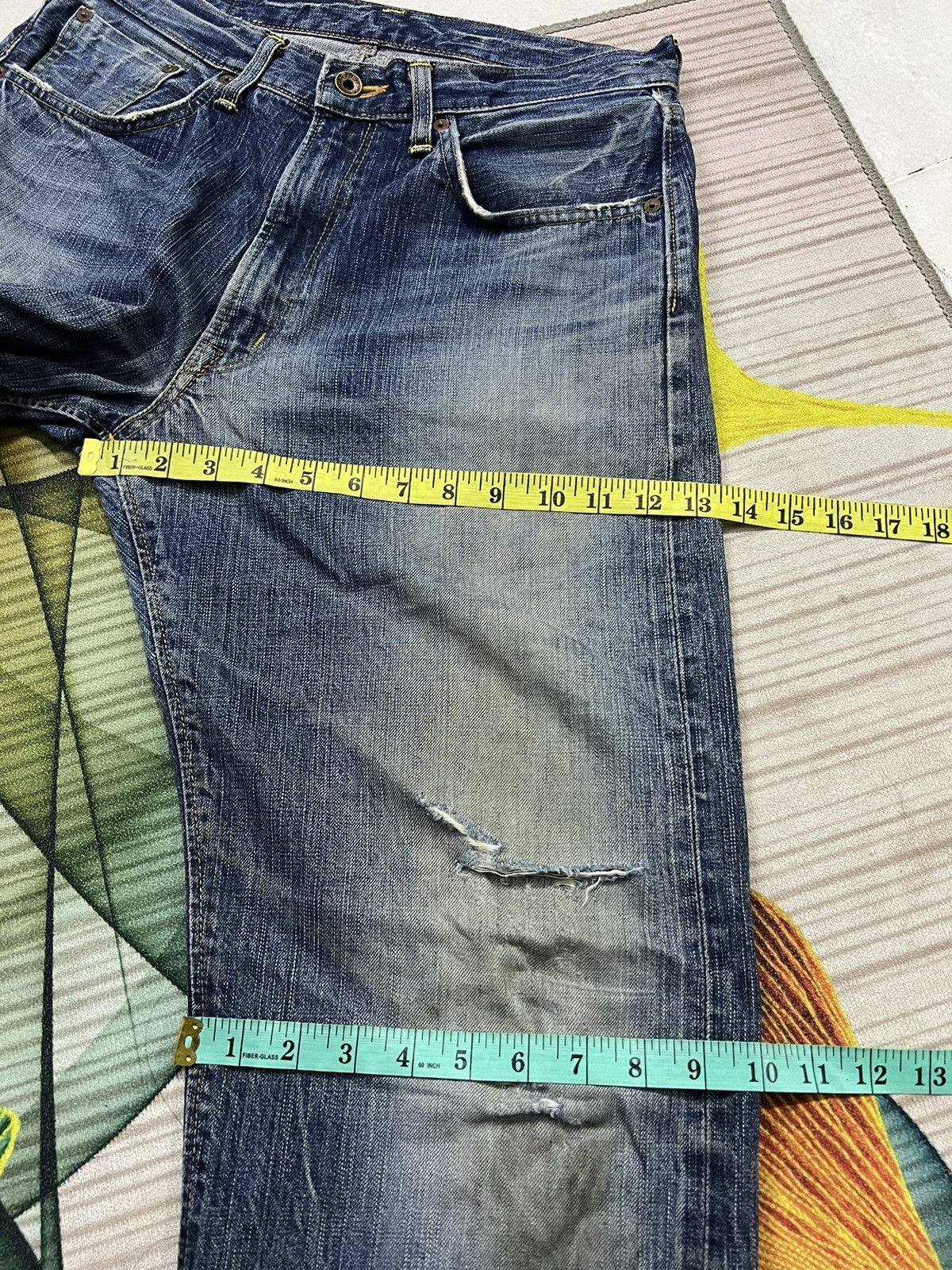 Edwin × If Six Was Nine VINTAGE EDWIN 505z SELVEDGE DISTRESSED BAGGY JEANS Size US 31 - 17 Thumbnail