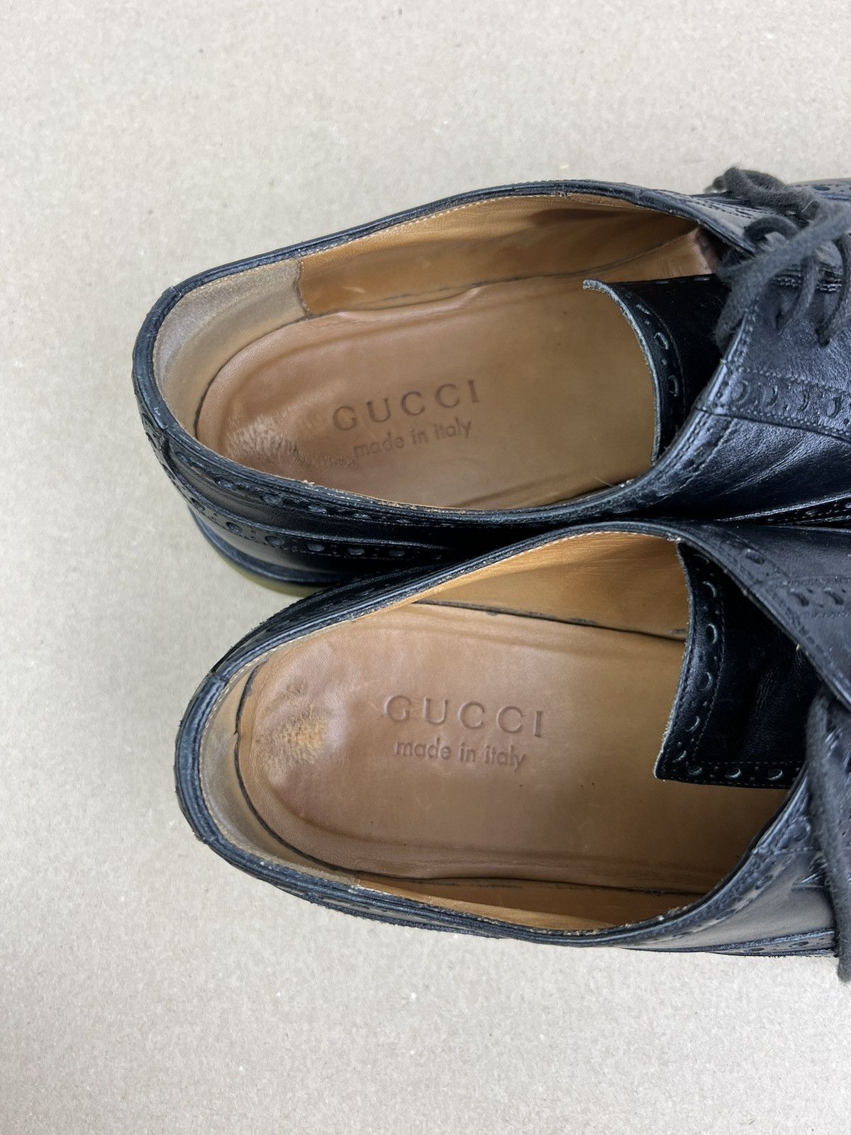 Gucci GUCCI Oxfords Brogues Leather Shoes Lace Up Logo Black Men’s Size US 9.5 / EU 42-43 - 17 Thumbnail