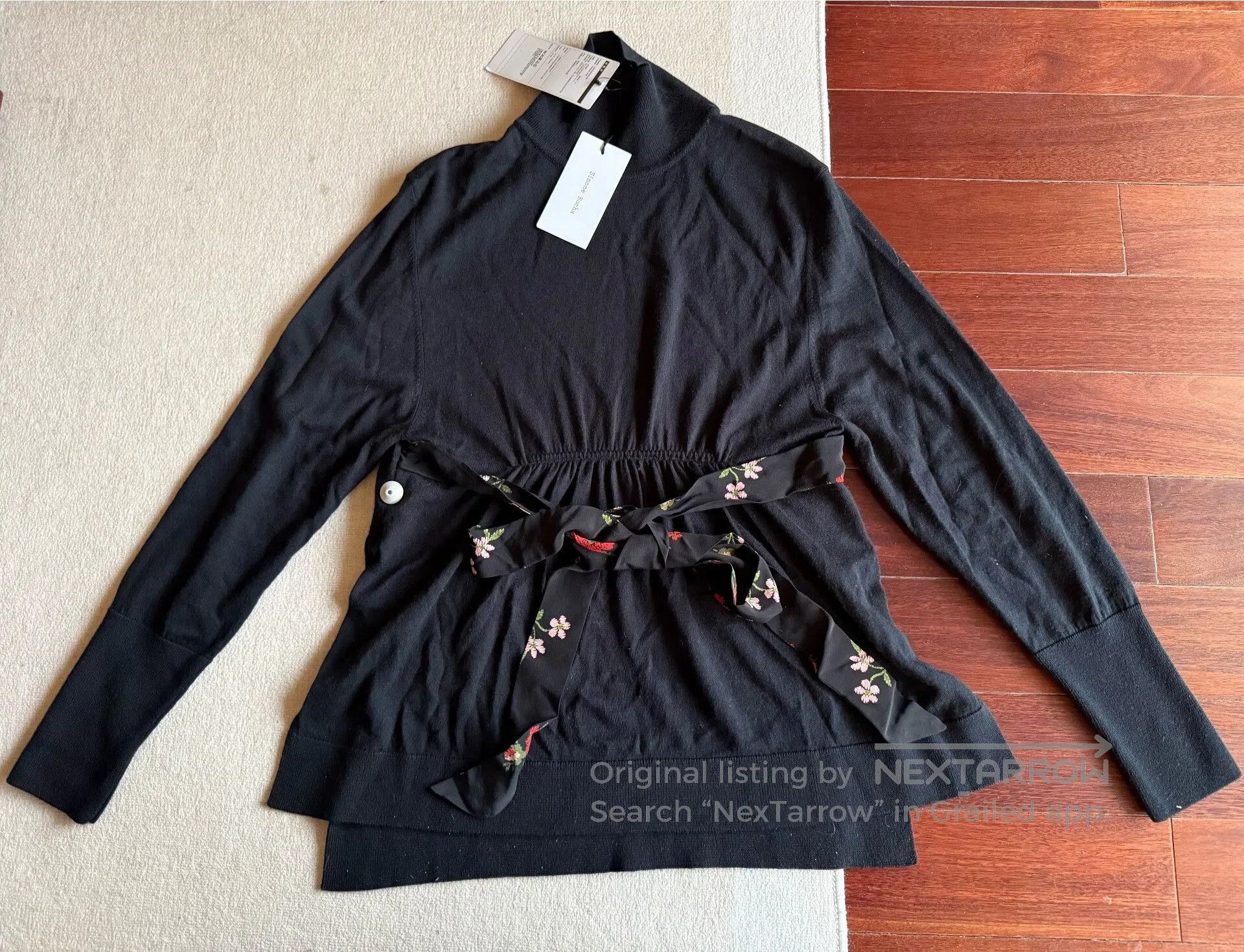 Saint Laurent Paris Simone Rocha Floral Knit Black Sweater. Size S / US 4 / IT 40 - 1 Thumbnail