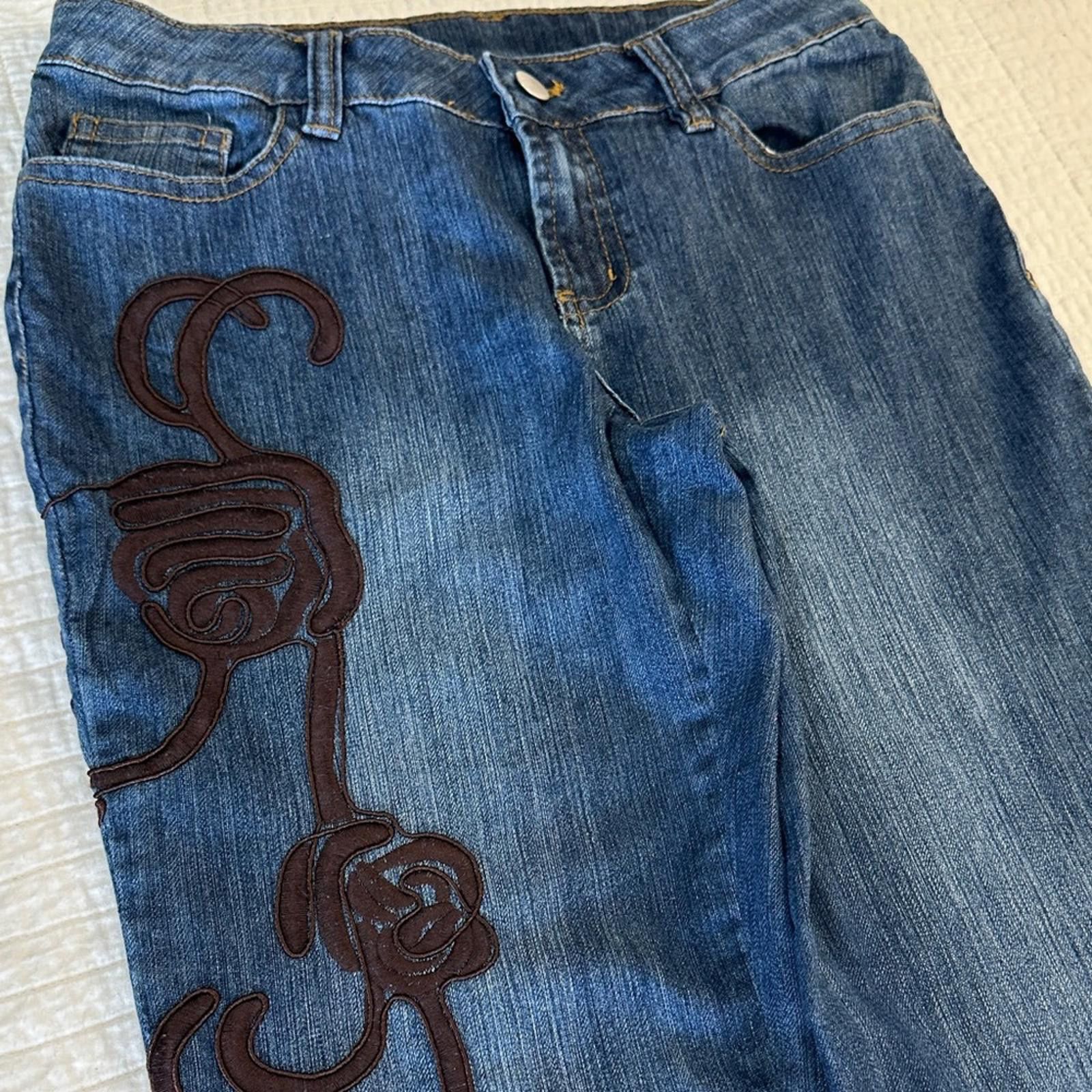 Other Boston Proper 4 Flare Denim Embellished Leg EUC Vintage Y2K Size 27" / US 4 / IT 40 - 5 Thumbnail