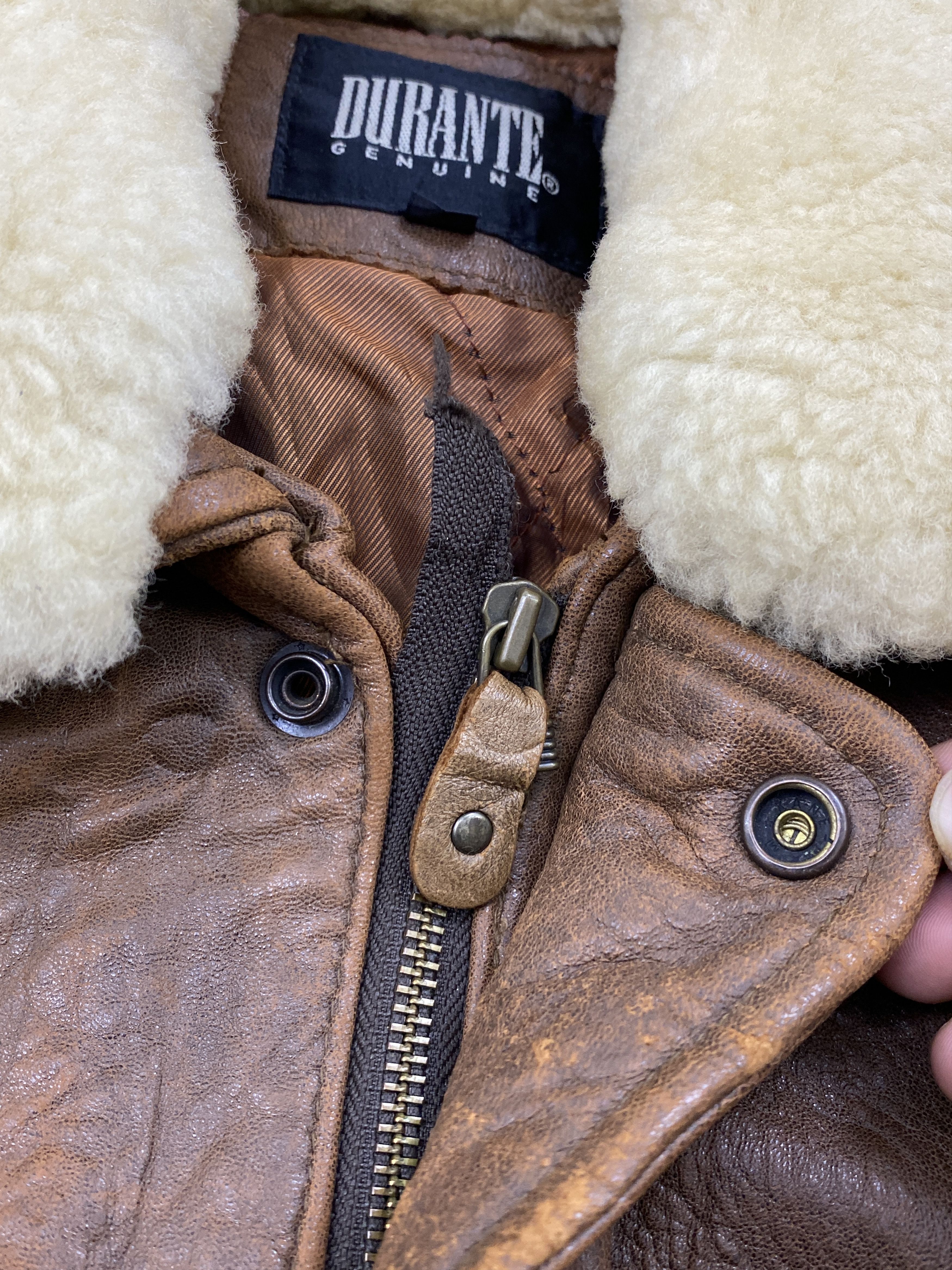 Japanese Brand Vintage Durante Sherpa Collar Leather Jacket MJ0079Z Size US L / EU 52-54 / 3 - 12 Thumbnail