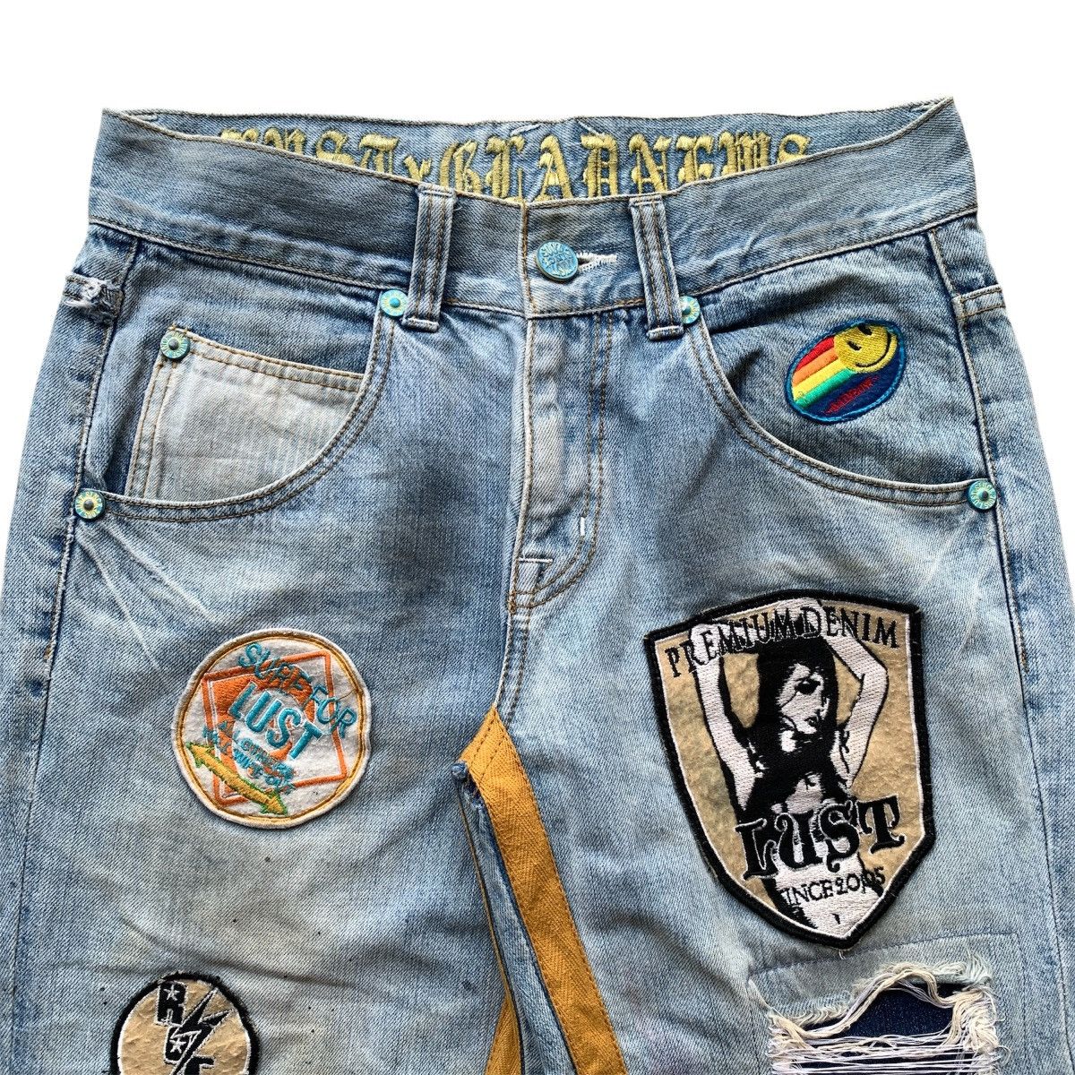 14th Addiction 2000s Lust x GladNews Patchwork Rockstar Distressed Jeans Size US 30 / EU 46 - 4 Thumbnail