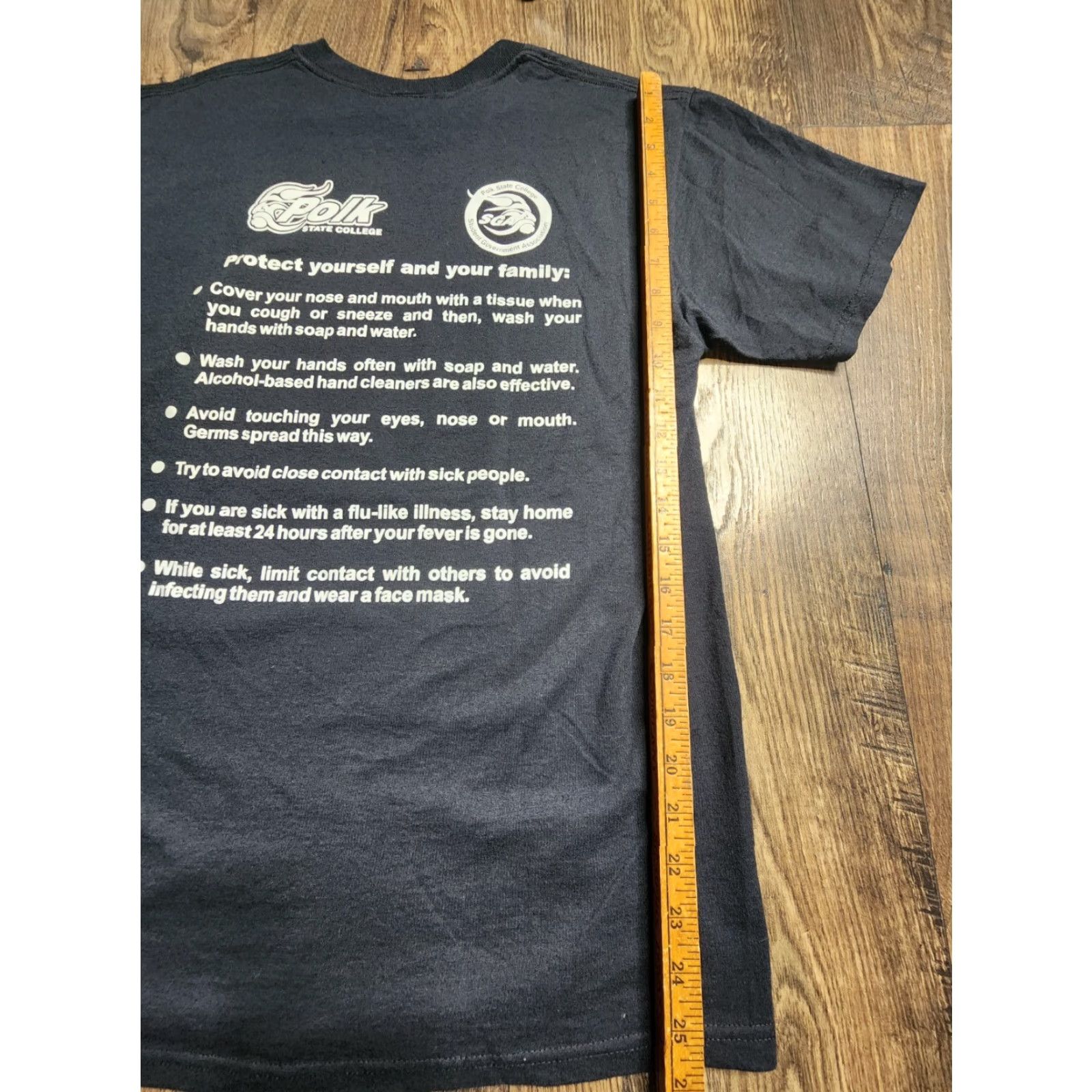 Jerzees VINTAGE Jerzees T-Shirt - Men's - Size M - Black - Short Sleeve Crew Neck - H1N1 Swine Flu Polk State College - Funny Art Music Theme - Double Sided Size US M / EU 48-50 / 2 - 3 Thumbnail