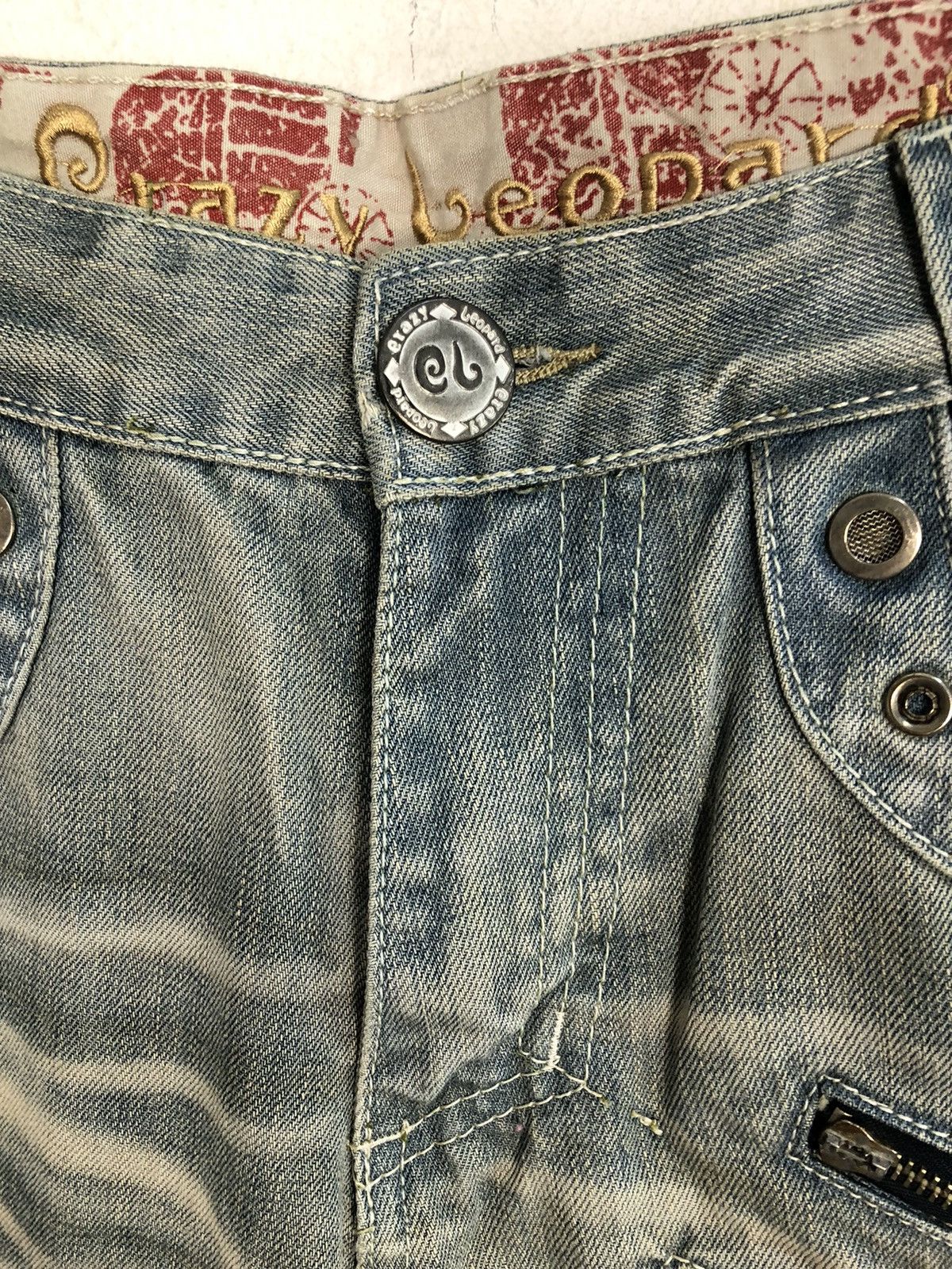 Hysteric Glamour Hype 90s Crazy Leopard Multipocket Zipper Bondage Denim Size US 33 - 7 Thumbnail