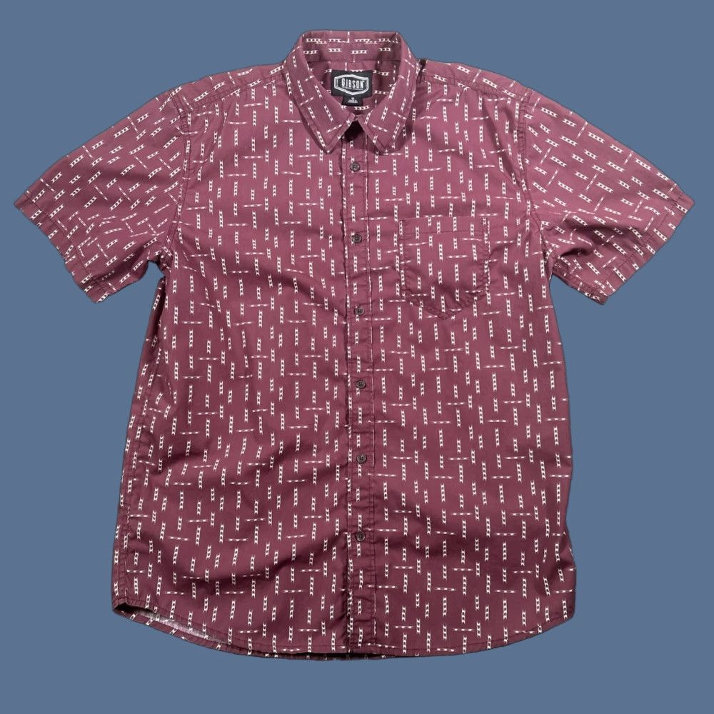 Vintage Gibson Trading Co Shirt Mens M Short Sleeve Button Up Maroon Red Size US M / EU 48-50 / 2 - 1 Thumbnail