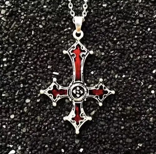 Japanese Brand Chrome Red Silver Cross Goth God Pendant Necklace Star Demon Size ONE SIZE - 2 Thumbnail