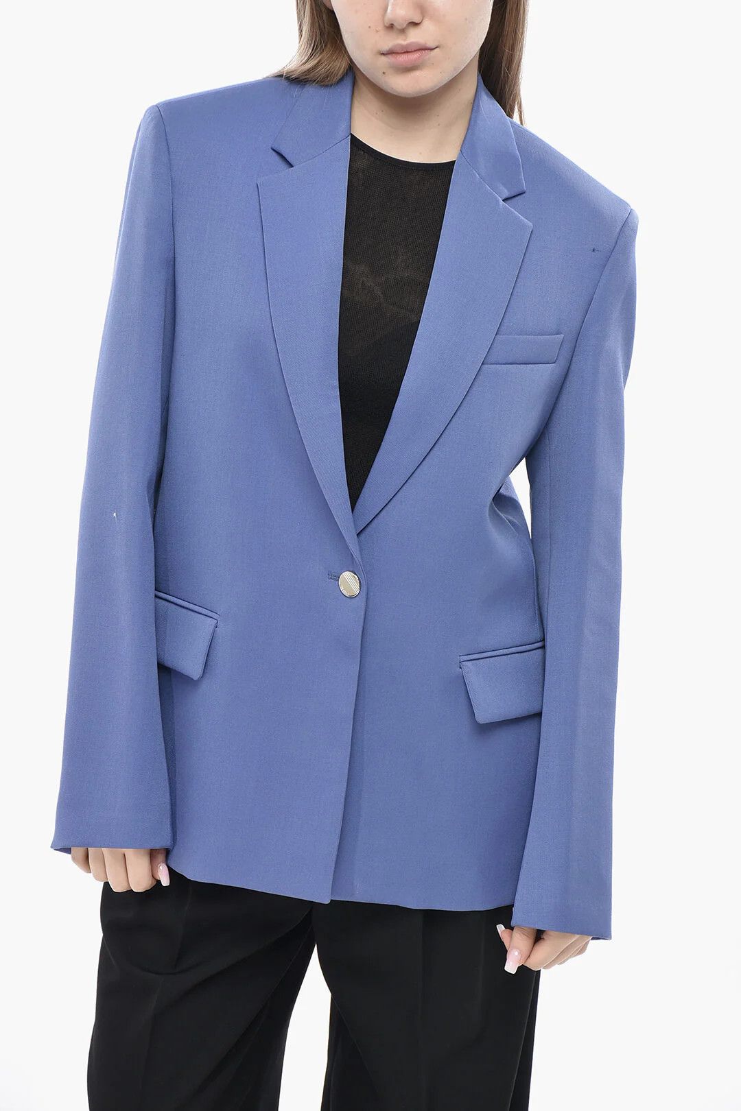 The Attico og1mm0426 Oversized Wool Blazer in Purple Size XS / US 0-2 / IT 36-38 - 1 Thumbnail