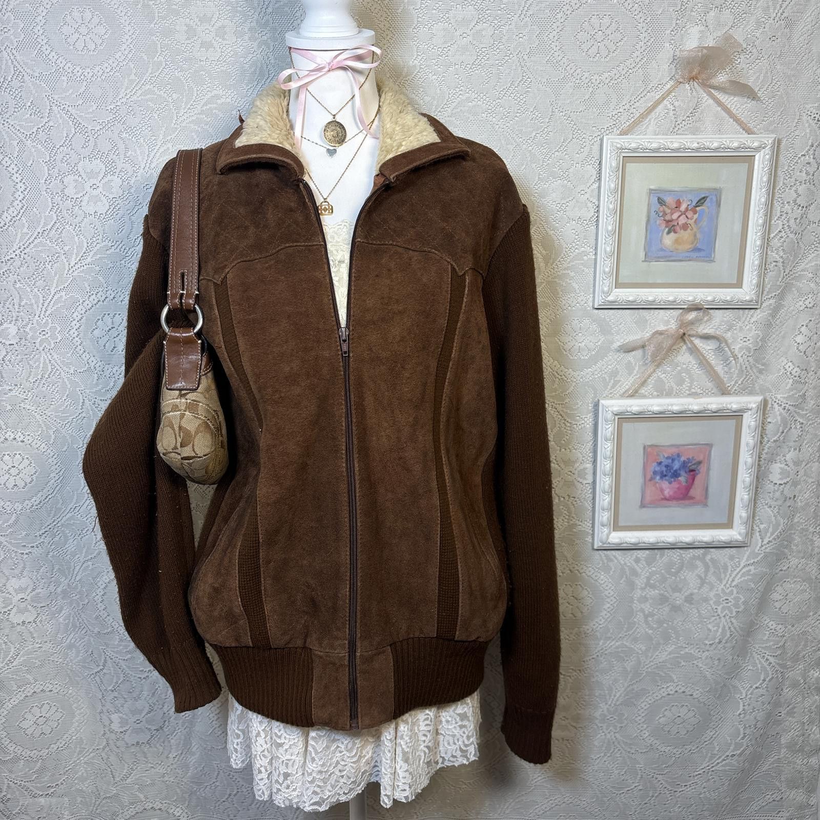 Other vintage cowhide leather suede jacket Size XL / US 12-14 / IT 48-50 - 1 Thumbnail