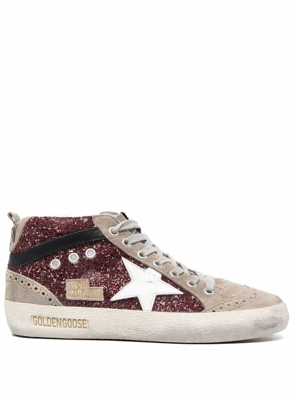 Golden Goose "mid Star" Glitter Upper Suede Toe And Spur Leather Star And Wave Shoes, Women's (Size 9)
