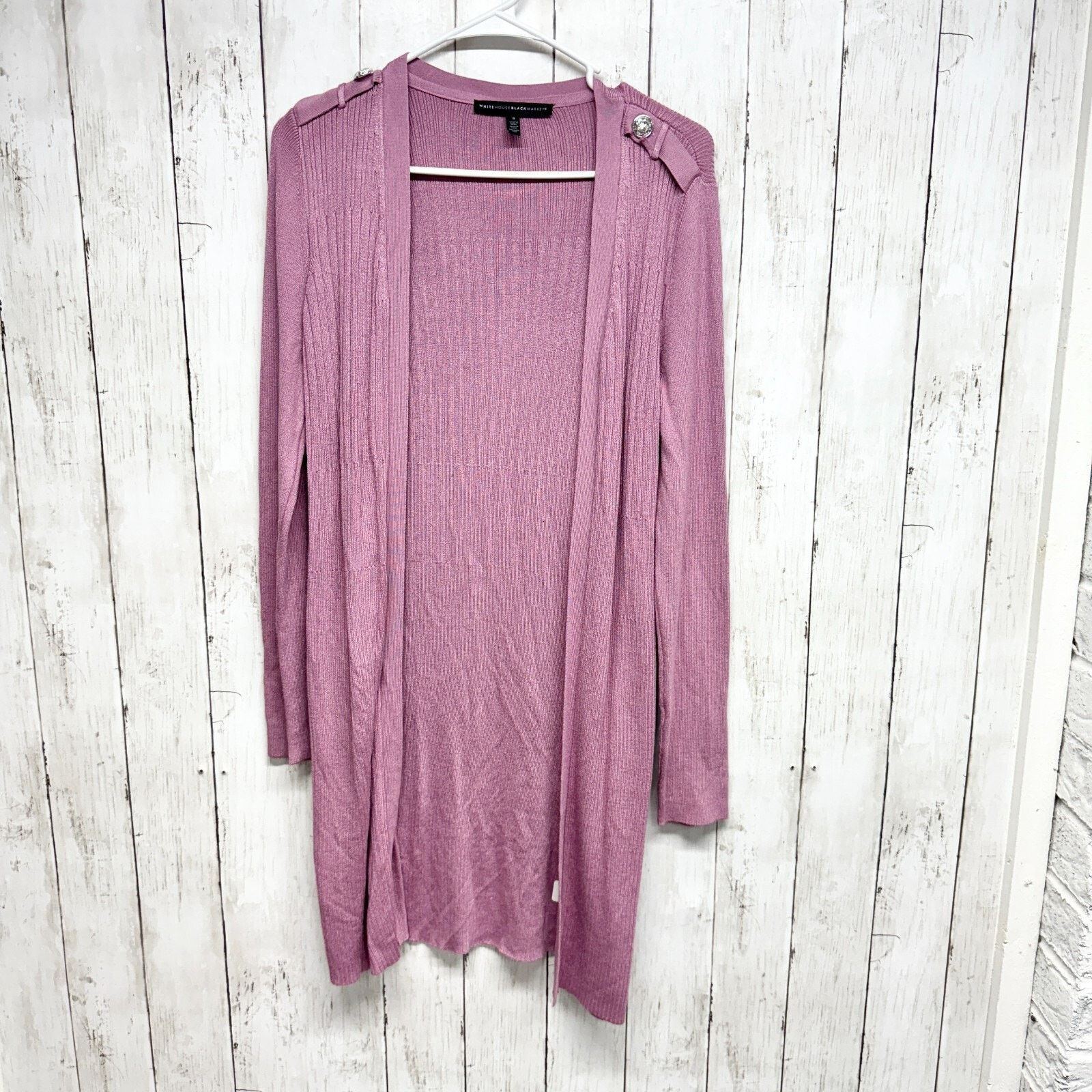 White House Black Market White House Black Market S Ribbed Long Cardigan Sweater Knit Size S / US 4 / IT 40 - 1 Thumbnail