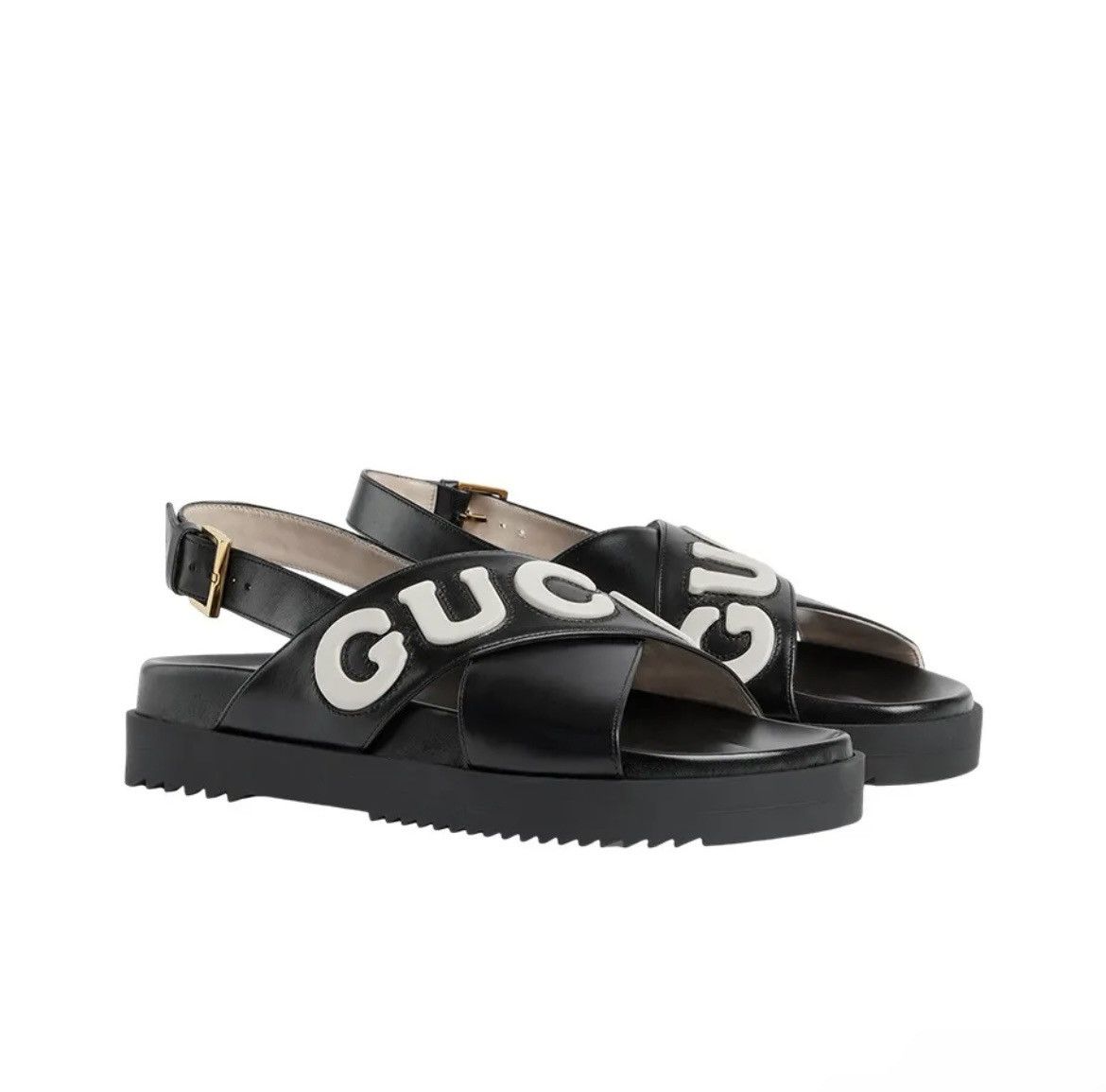 Gucci Logo Sandal Black and White size 36.5