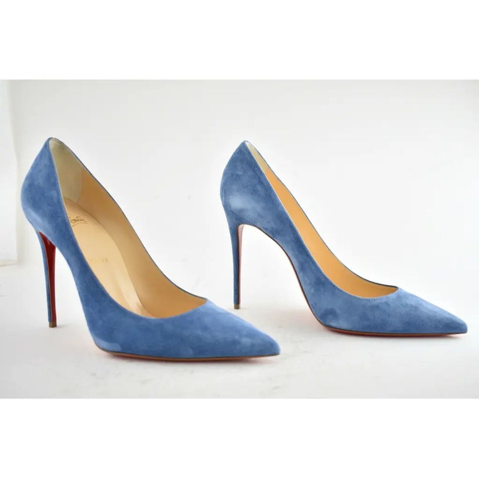 Christian Louboutin Kate 100 LAC Blue Suede Pointed Toe Classic Heel Pump 39 Size US 9 / IT 39 - 4 Thumbnail