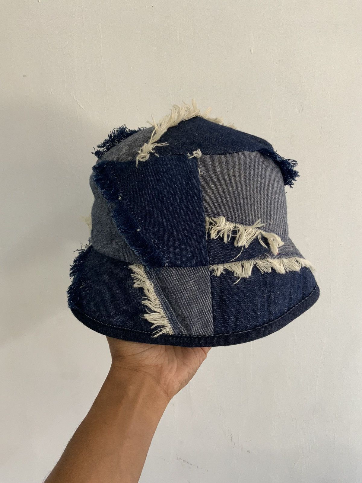 If Six Was Nine Denim Patchwork Distressed by Zero Quater Indigo Hat Size ONE SIZE - 4 Thumbnail