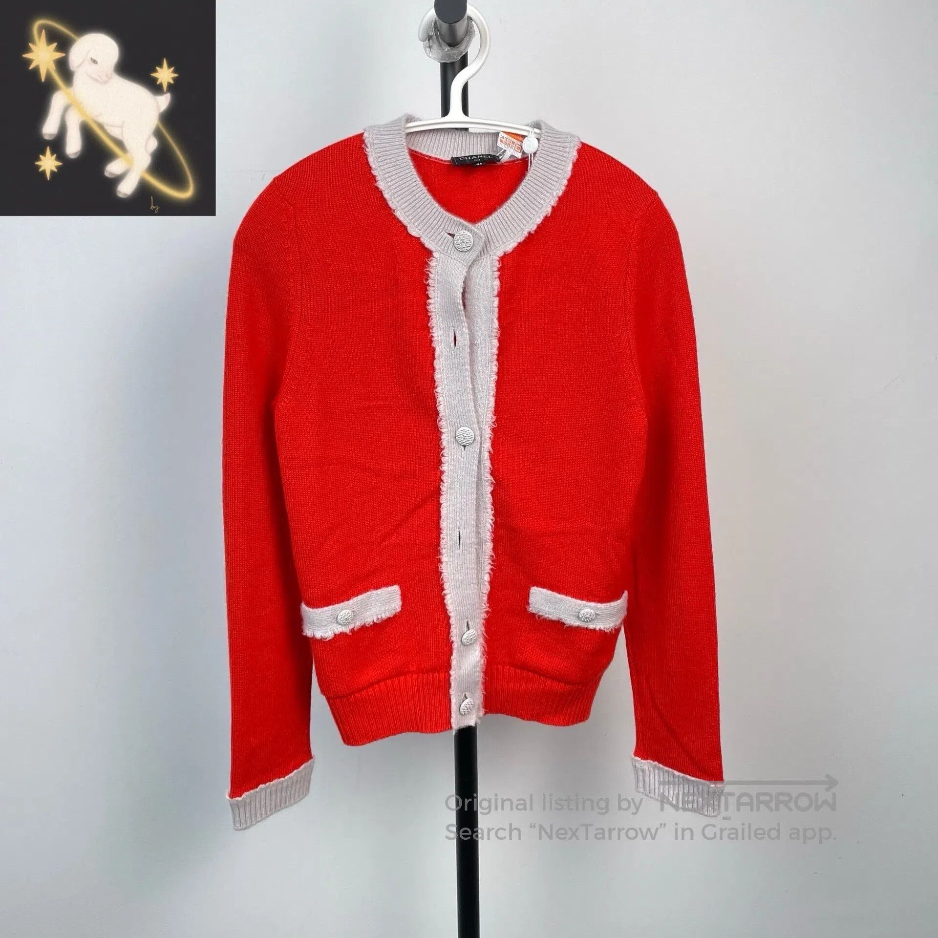 Chanel Chanel Red Cashmere Knit Cardigan| Size XXS / US 00 / IT 34 - 1 Thumbnail