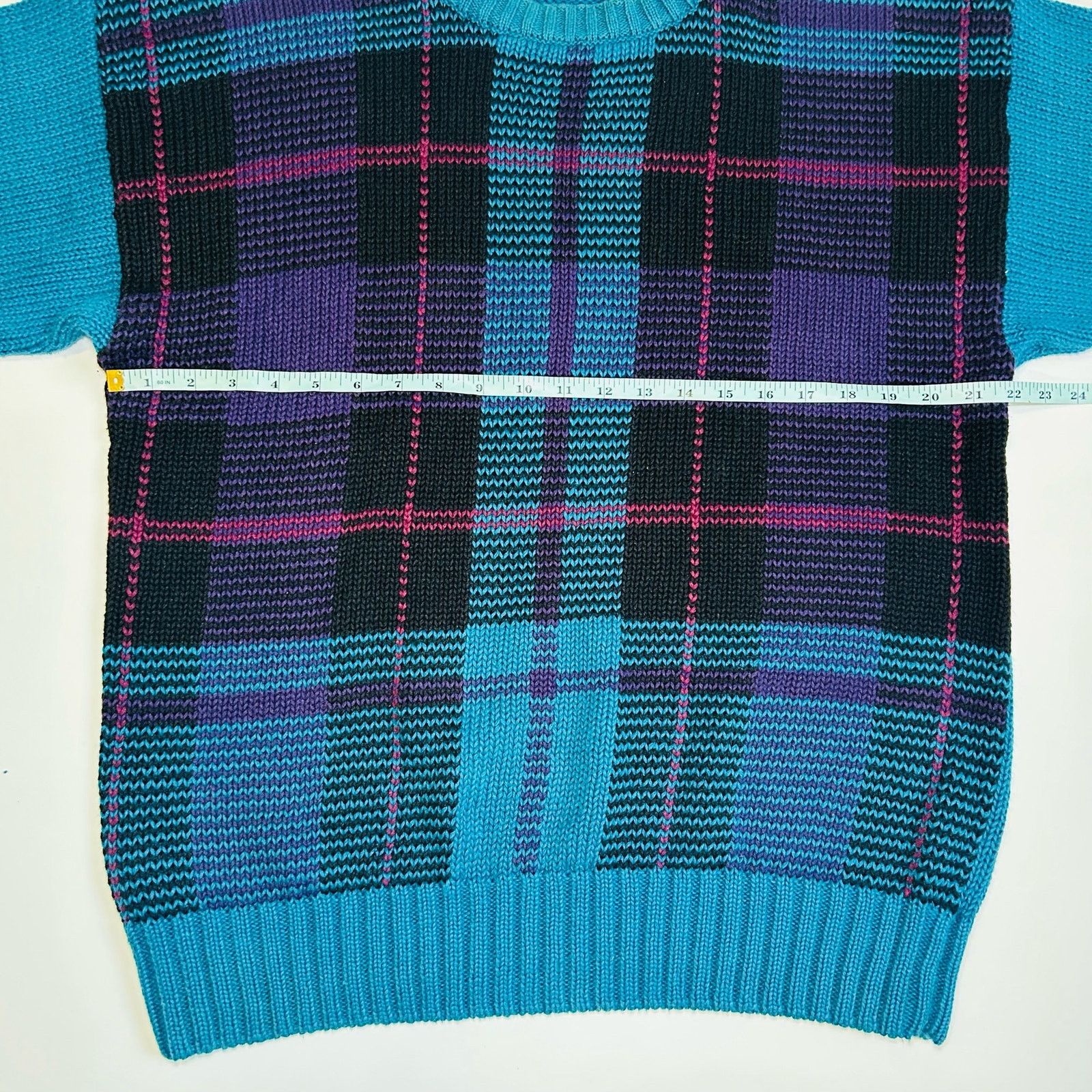 Vintage Vintage Grandpa Sweater Chunky Knit Plaid Crewneck Oversized Size L / US 10 / IT 46 - 9 Thumbnail